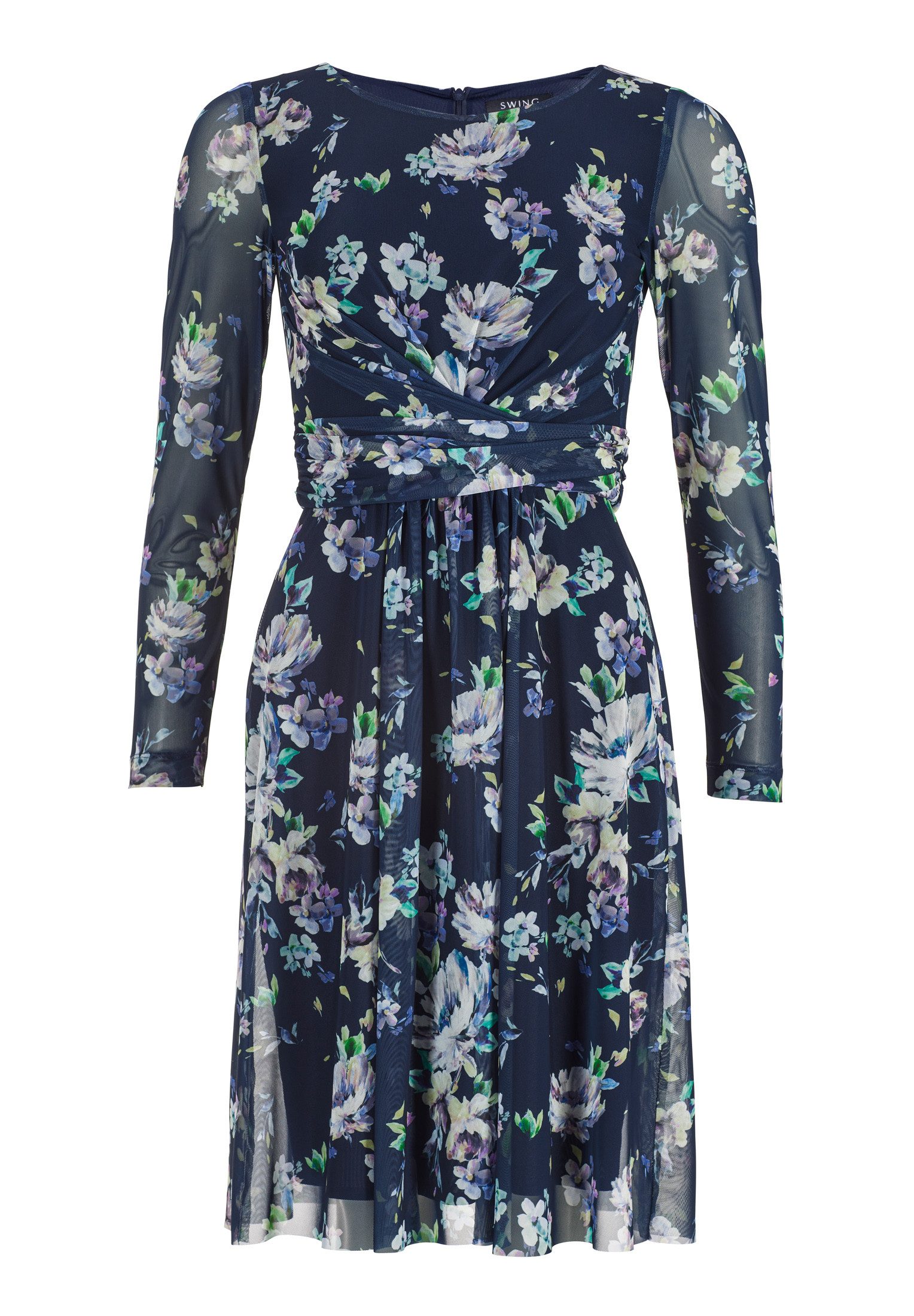 SWING Midikleid - Blumiges Kleid mit Knotendetail - luftiges Anlasskleid ge günstig online kaufen