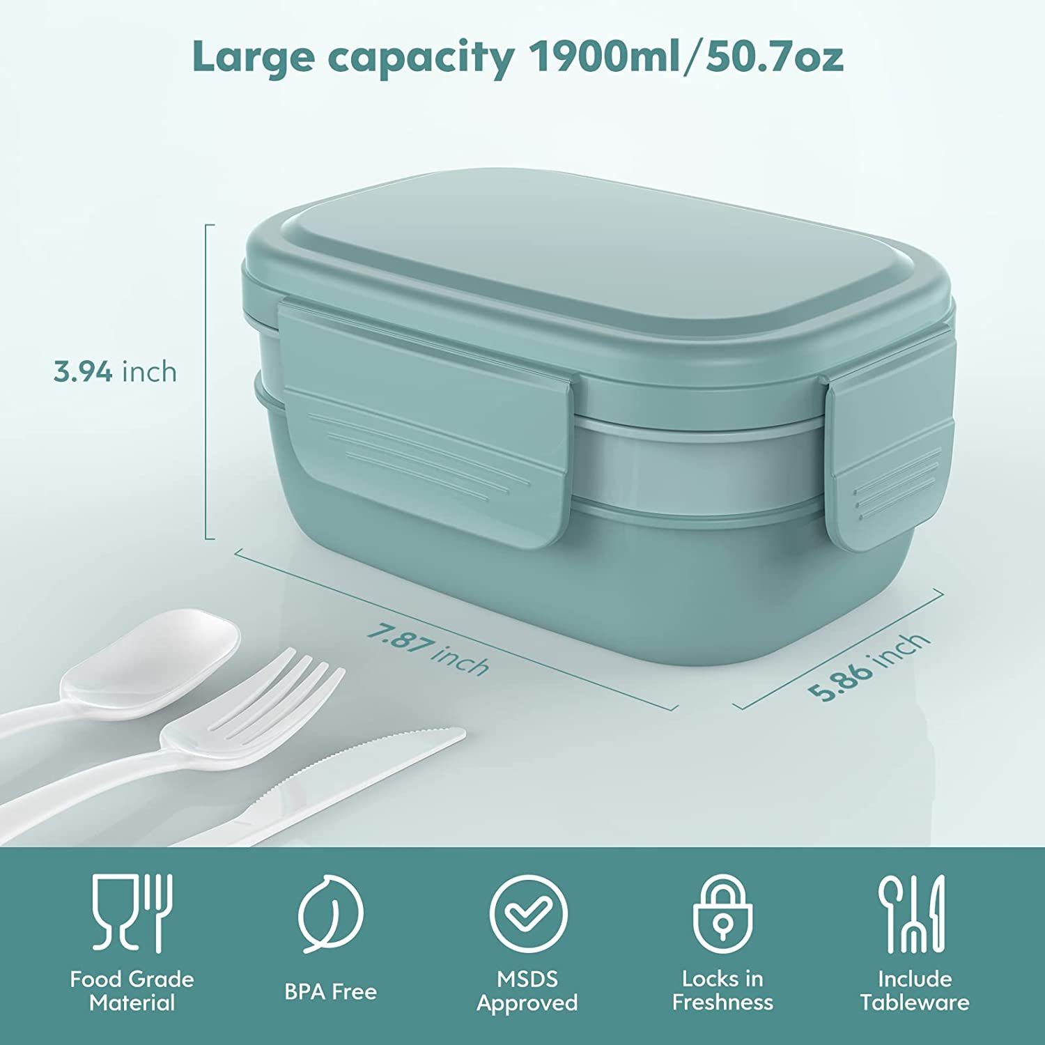 Erwachsene, Lunchbox, Bento-Box für Welikera stapelbare Bento-Lunchbehälter Blau 3 Lunchbox