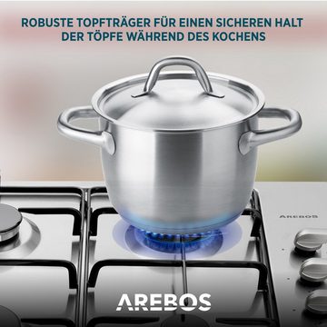 Arebos Gas-Kochfeld Gasherd AR-HE-GH58, Edelstahl, Geeignet für Erdgas oder Propangas, Gasherd, Gaskocher