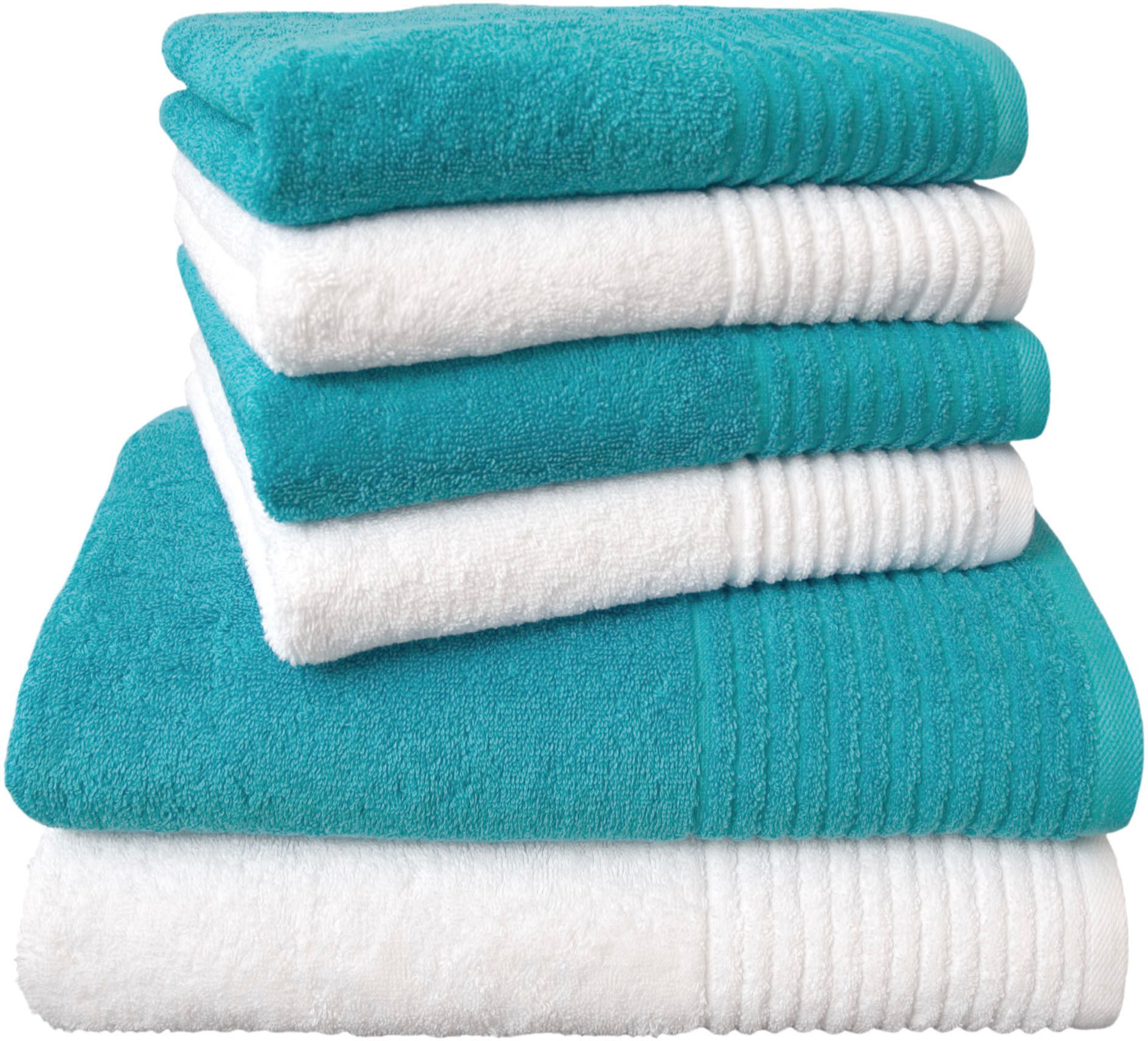 Dyckhoff Handtuch Set Brillant, Walkfrottee (Set, 6-St), mit Streifenbordüre;4 Handtücher (50x100cm), 2 Duschtücher (70x140cm)
