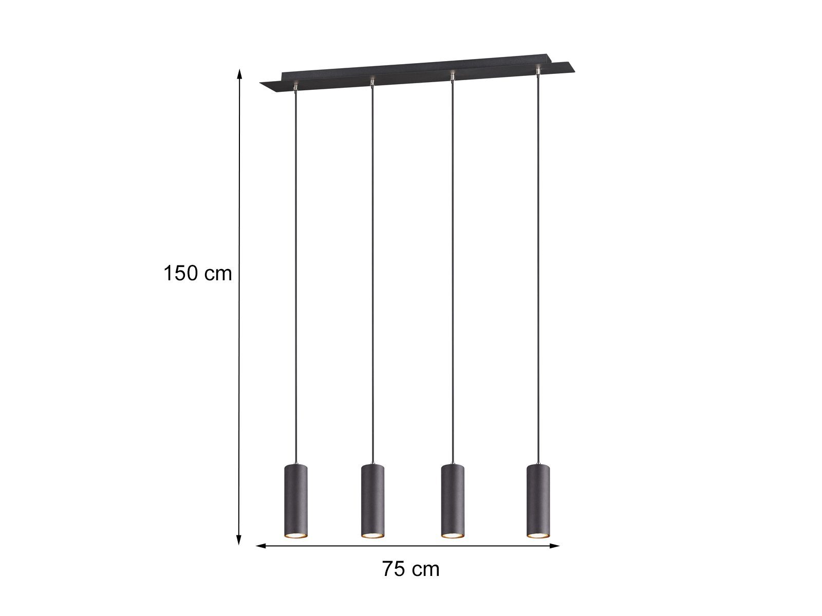 TRIO Leuchten LED Pendelleuchte, Dimmfunktion, LED wechselbar, Warmweiß, modern, mehrflammig hängend über Esstisch & Couchtisch, Breite 75cm