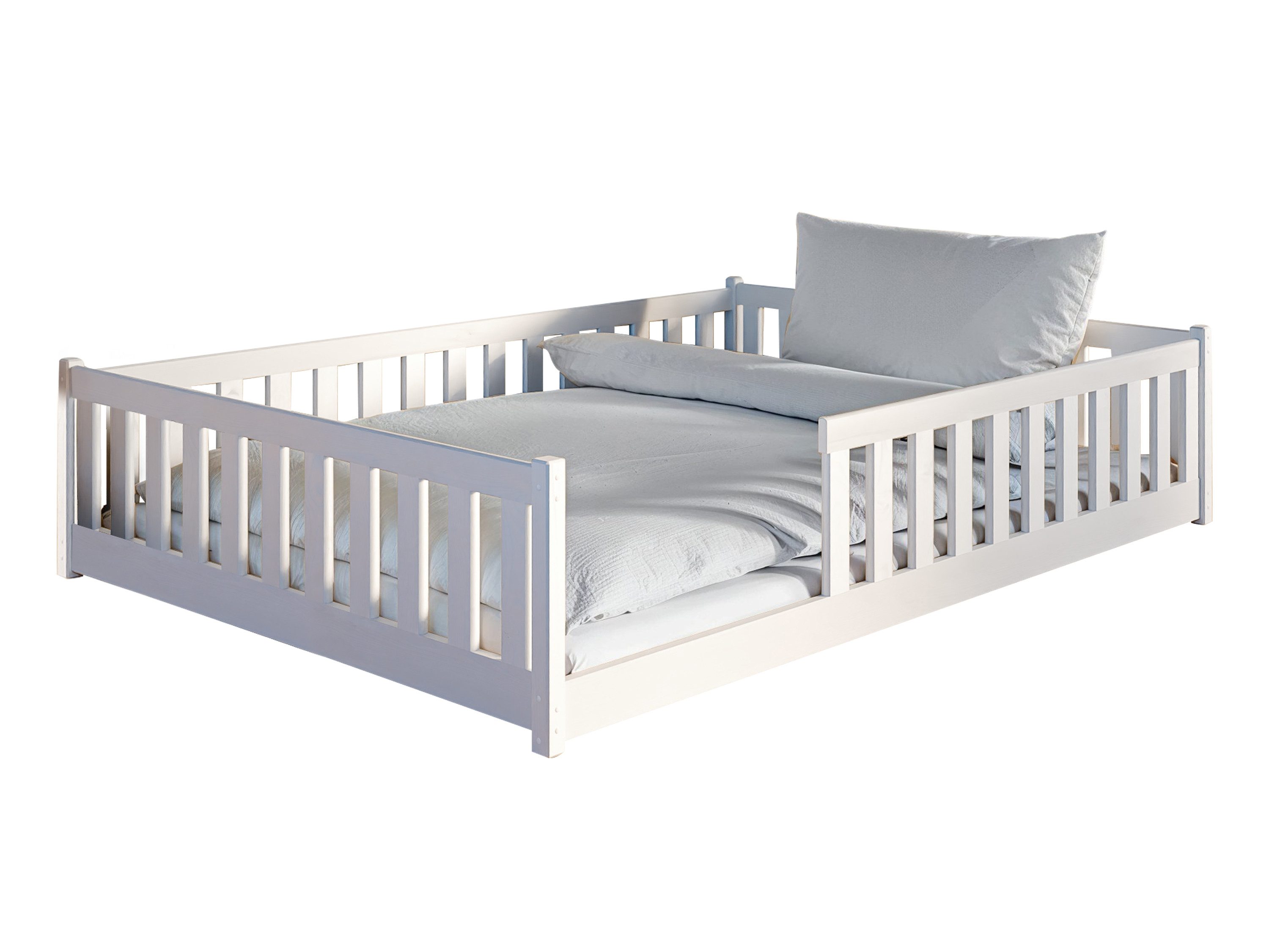 Kids Collective Kinderbett Bodenbett Bett mit Rausfallschutz & Lattenrost Montessori Bett Kinder (weitere Größen 80x160, 90x200, 120x200 cm), Gitterbett Jugendb – Bild 2 von 5
