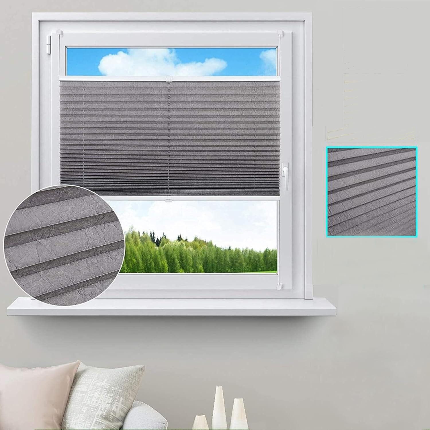 Woltu Plissee, halbtransparent, Klemmfix, Klemmfix, Jalousie Faltrollo Blic günstig online kaufen