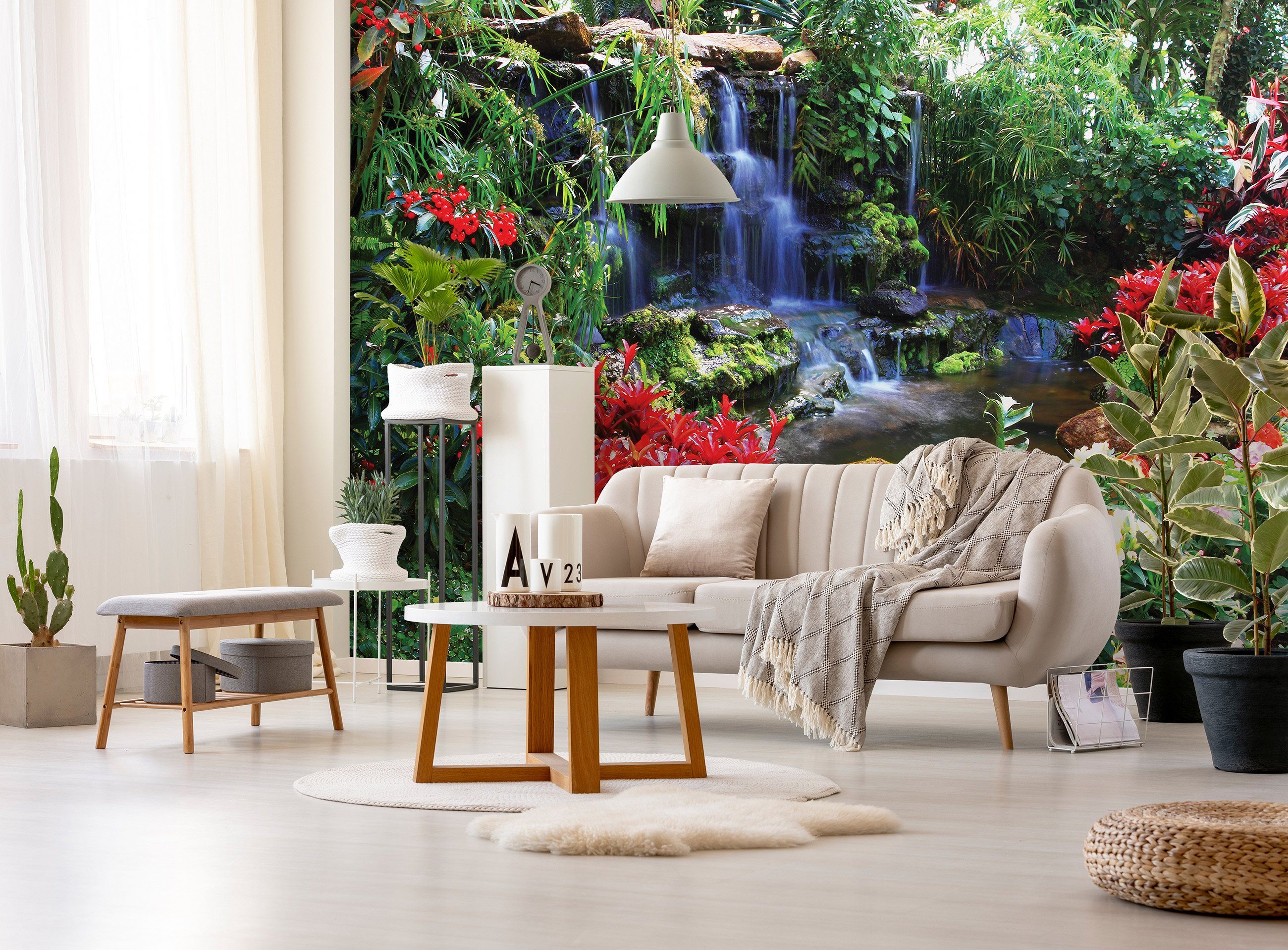 Wasserfall Vliestapete Wohnzimmer Wallarena Schlafzimmer Wandtapete Vlies Motivtapete, Glatt, Wasserfall, inklusive Vliestapete Tapete Kleister Natur Wald oder Fototapete Blumen für