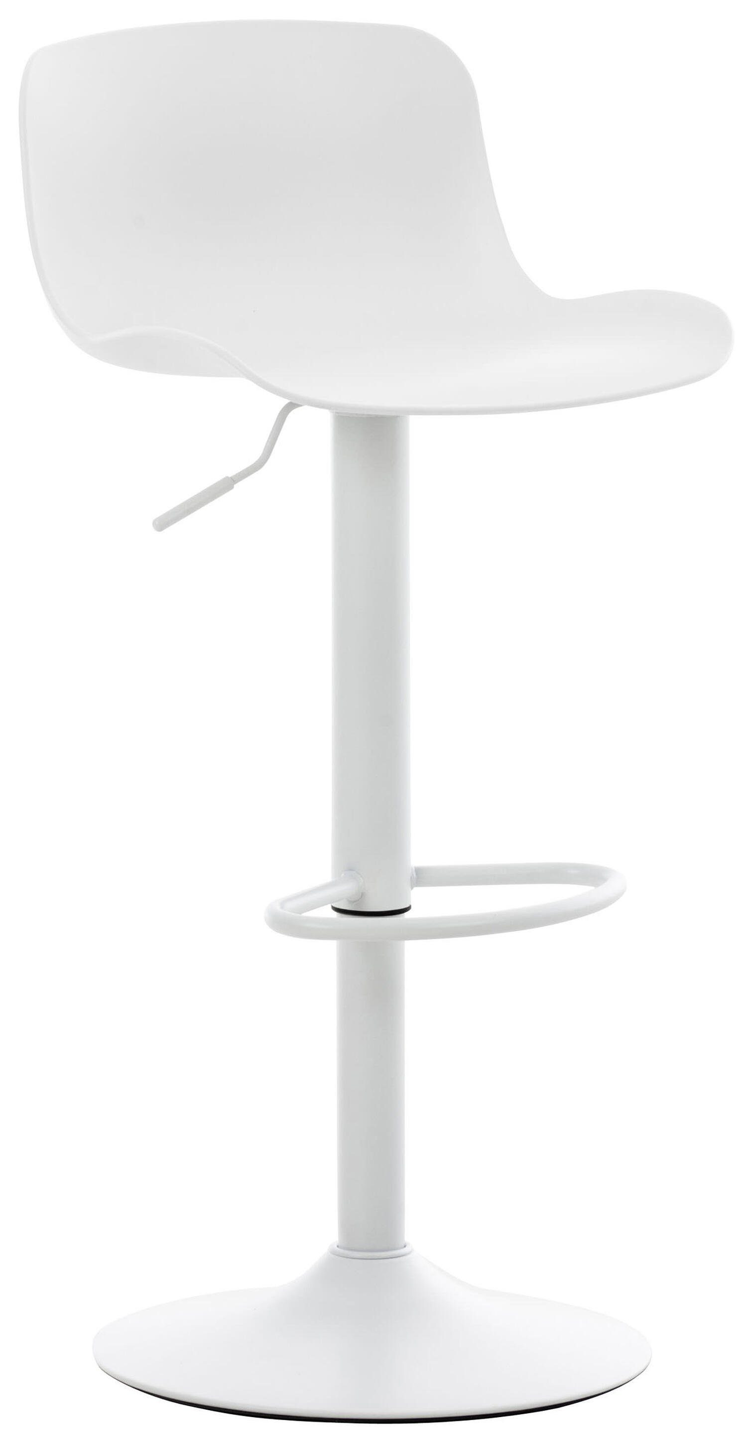 TPFLiving Barhocker Almeria mit bequemer Rückenlehne und angenehmer Fußstütze (Barstuhl Hocker für Theke & Küche - höhenverstellbar und drehbar), Gestell Metall weiß - Sitzfläche: Kunststoff Weiß