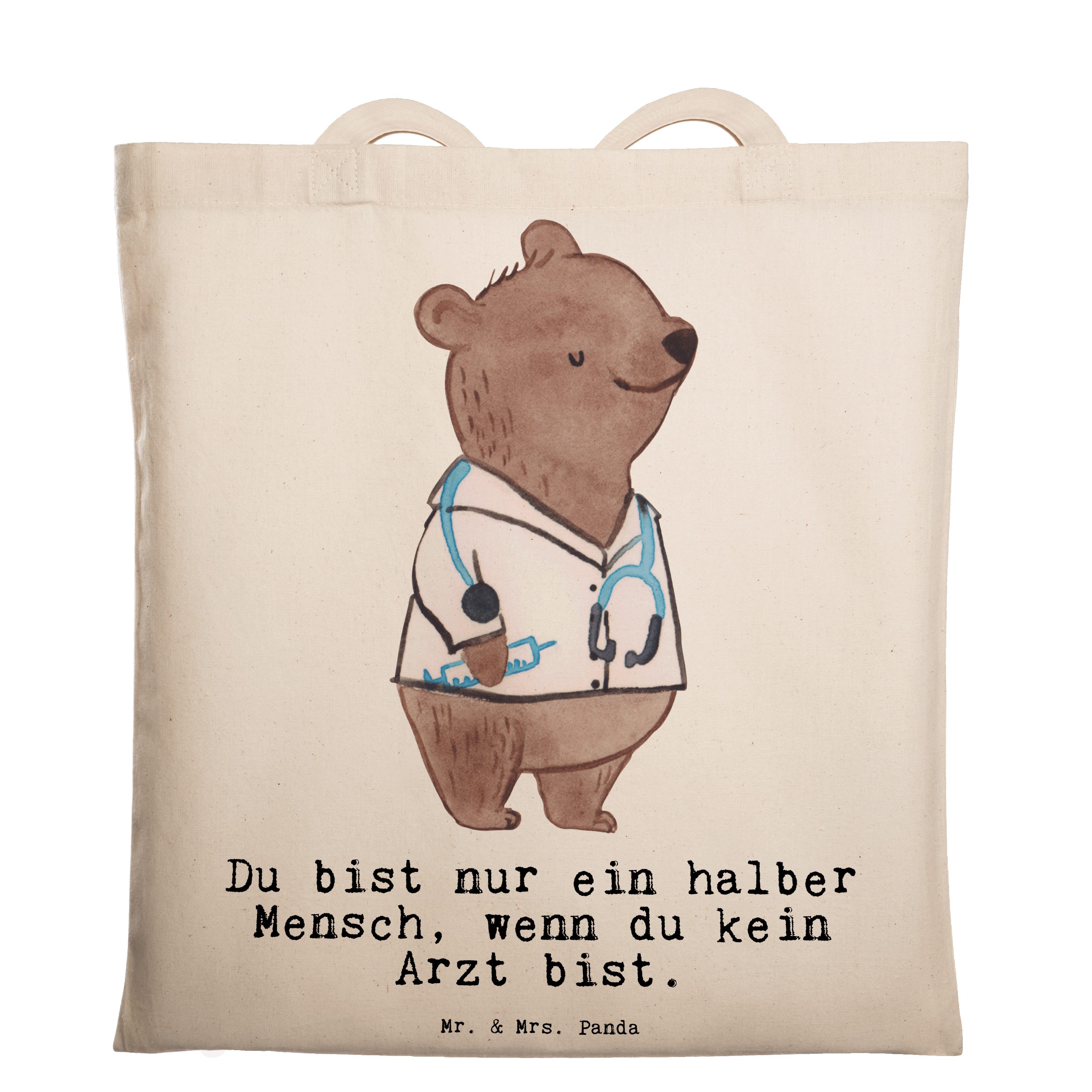 Mr. & Mrs. Panda - Tragetasche mit Herz - Arzt Stoffbeutel, Do Beuteltasche, (1-tlg) Geschenk, Transparent