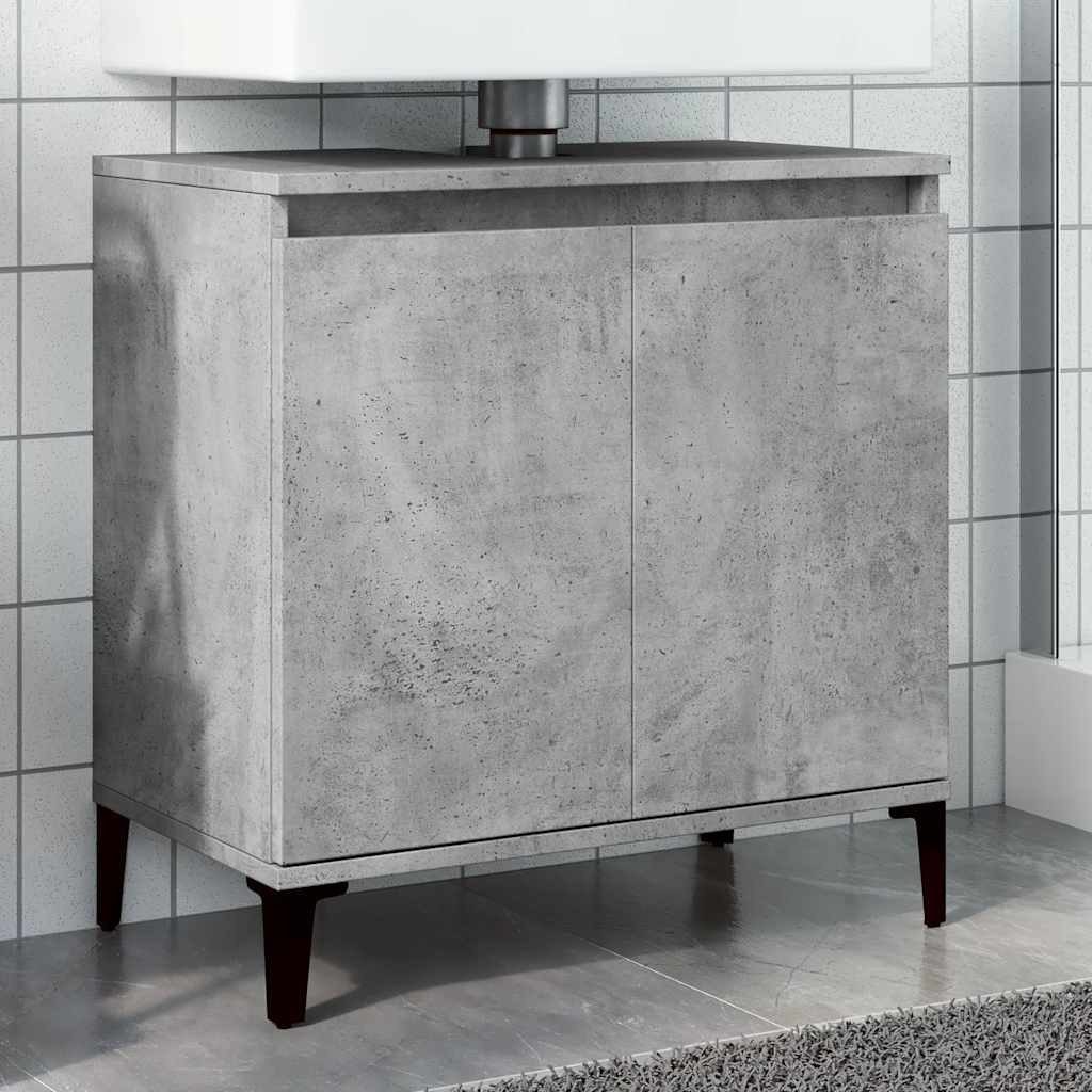 vidaXL Badezimmerspiegelschrank Waschbeckenunterschrank Betongrau 58x33x60 cm Holzwerkstoff