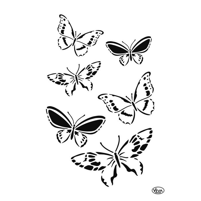 Viva Decor Malschablone Universal-Schablone A4 - Schmetterlingsschwarm