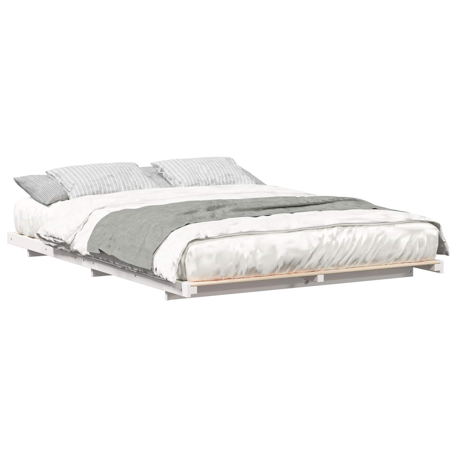 vidaXL Bett Bettrahmen Weiß 140 x 200 cm Massives Kiefernholz (1-tlg) günstig online kaufen