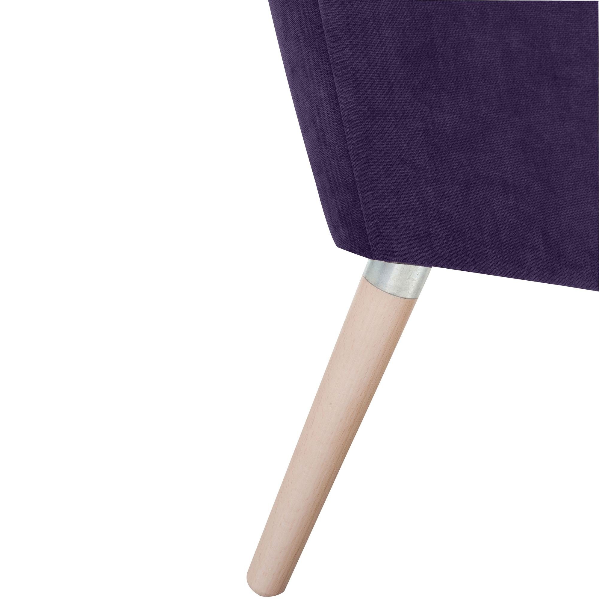 inkl. verarbeitet,bequemer Sessel violett Kostenlosem 1-St), 58 hochwertig Bezug Versand, Kachka Sessel Veloursstoff 21081 / Sitz aufm (Sparpreis Buche natur Kessel