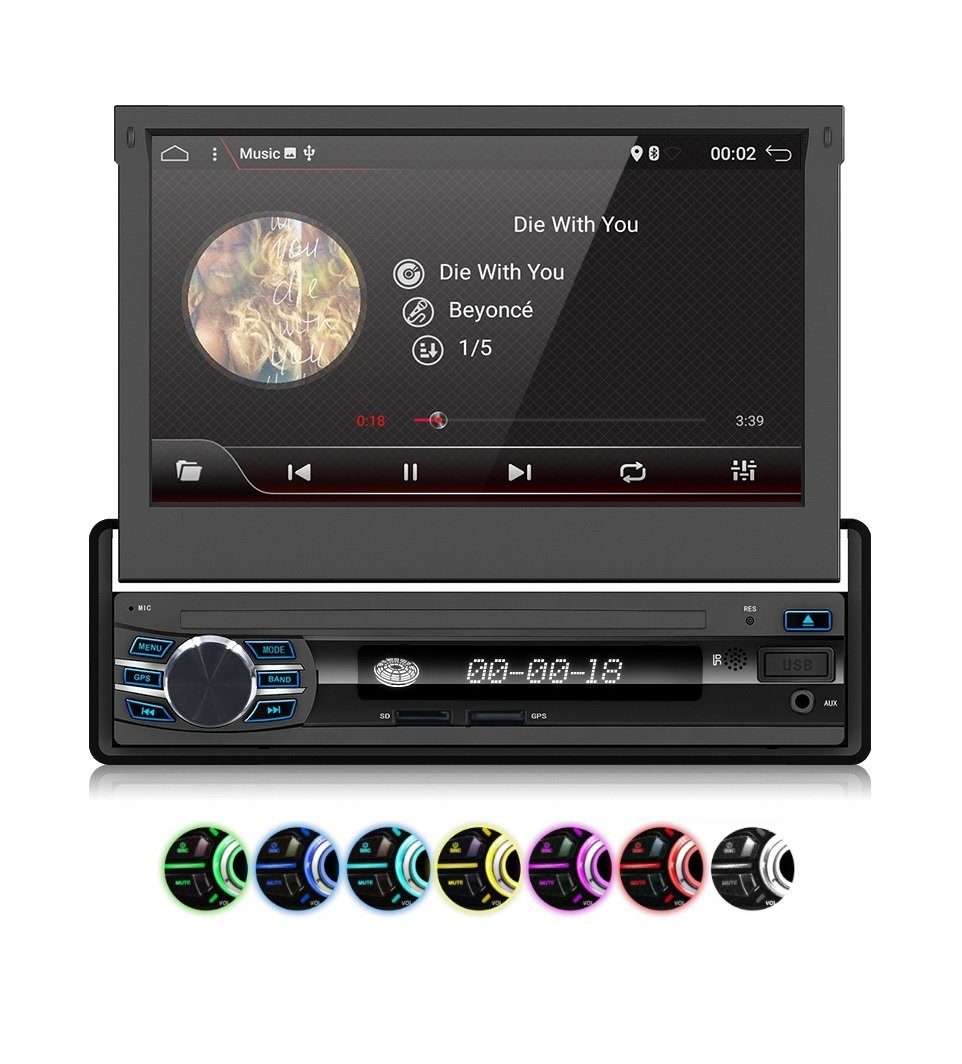 TAFFIO 1 Din 7"Touchscreen Android Autoradio 3D GPS USB Bluetooth WIFI Einbau-Navigationsgerät