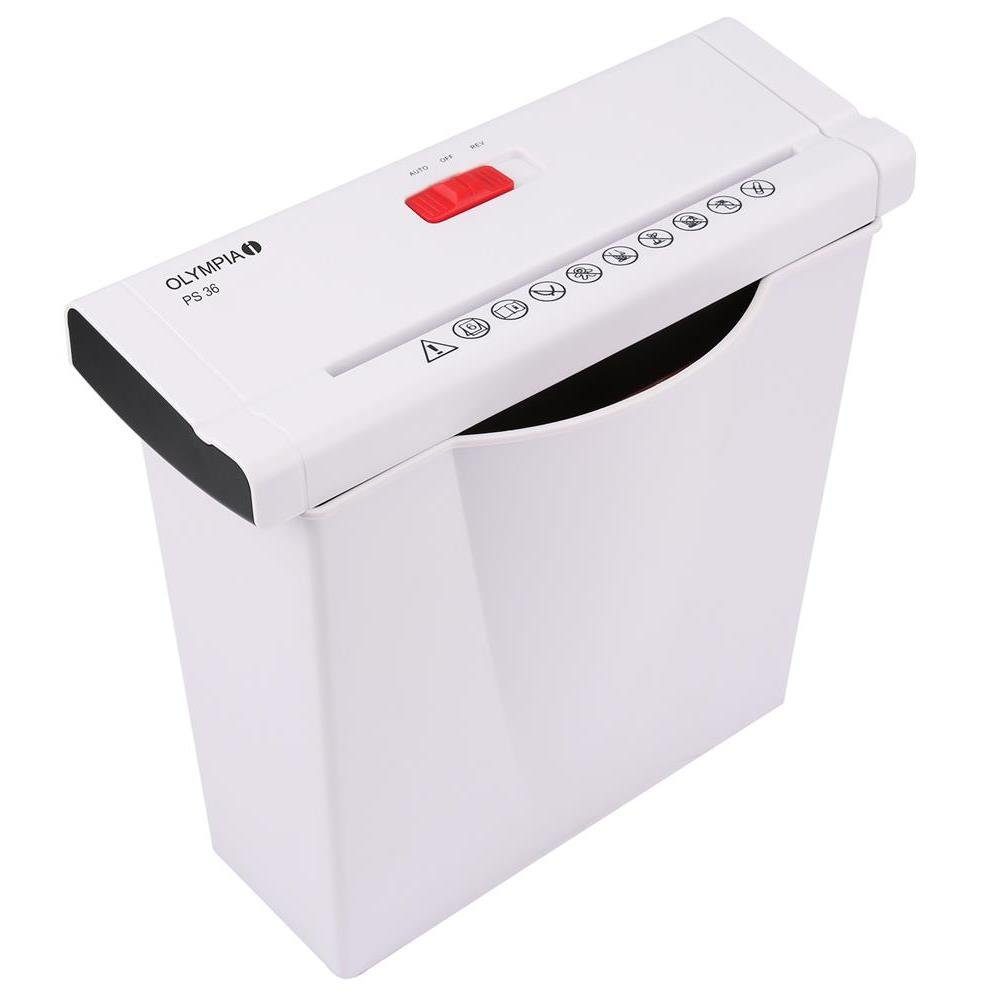 OLYMPIA OFFICE Aktenvernichter PS 36 Home Office, 7L Papierkorb, Streifenschnitt 6 mm, Sicherheitsstufe P2