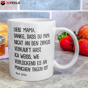 22Feels Tasse Mama Geschenk Muttertag von Sohn Mutter Geburtstag Kaffeetasse Frauen, Keramik, Made in Germany, Spülmaschinenfest