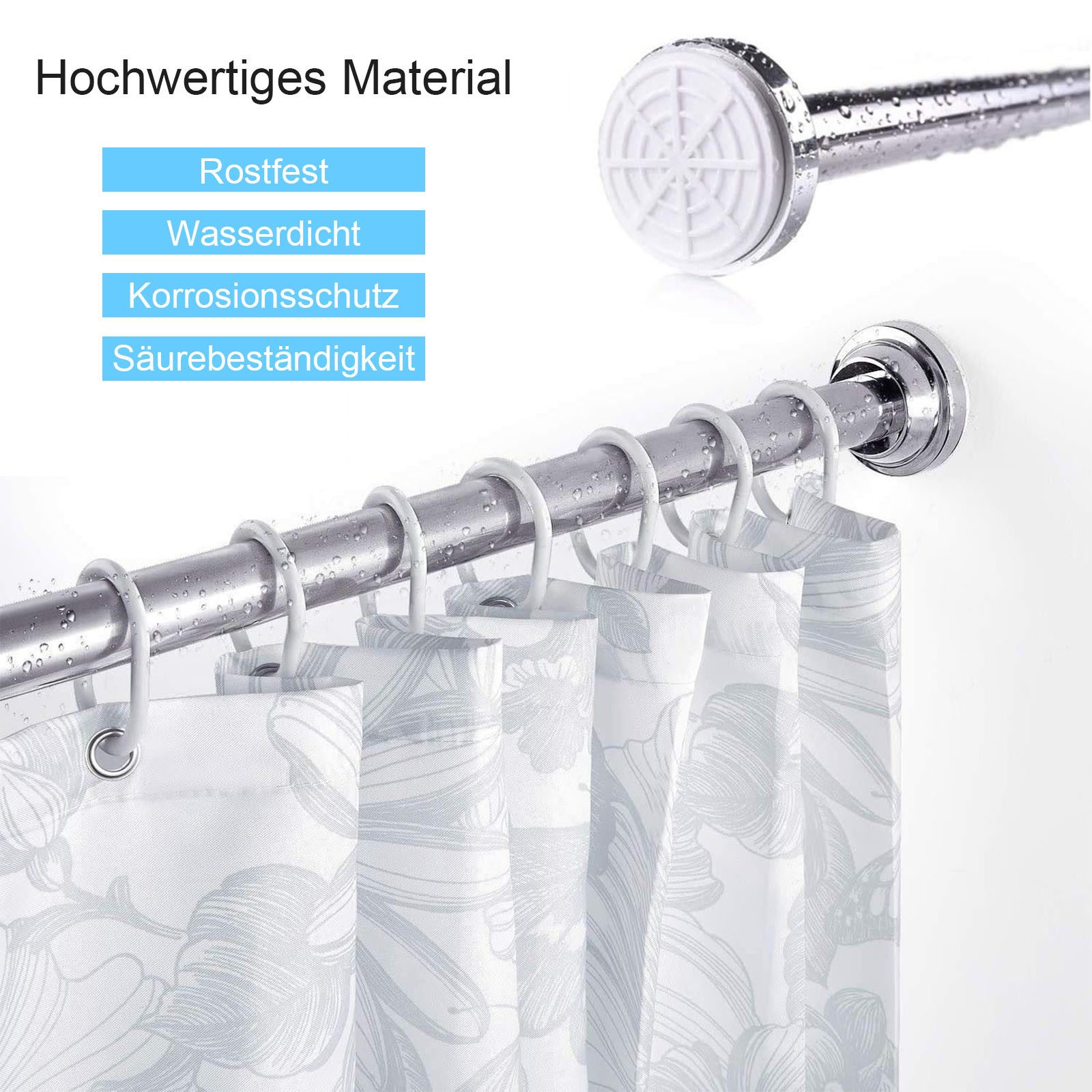 OKWISH Duschvorhangstange Spannvorhangstange Vorhangstange Teleskopstange S günstig online kaufen