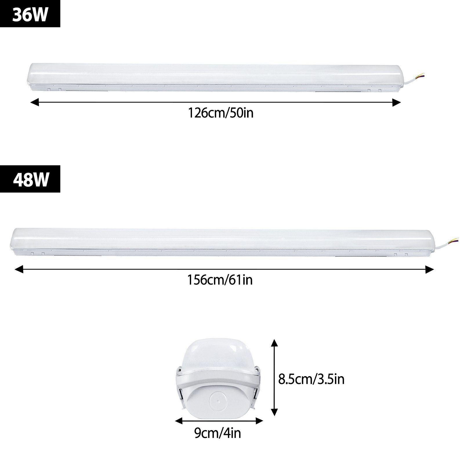 AUFUN LED Lichtleiste 2x Feuchtraumleuchte aus Polycarbonat, 36W/48W, 36W
