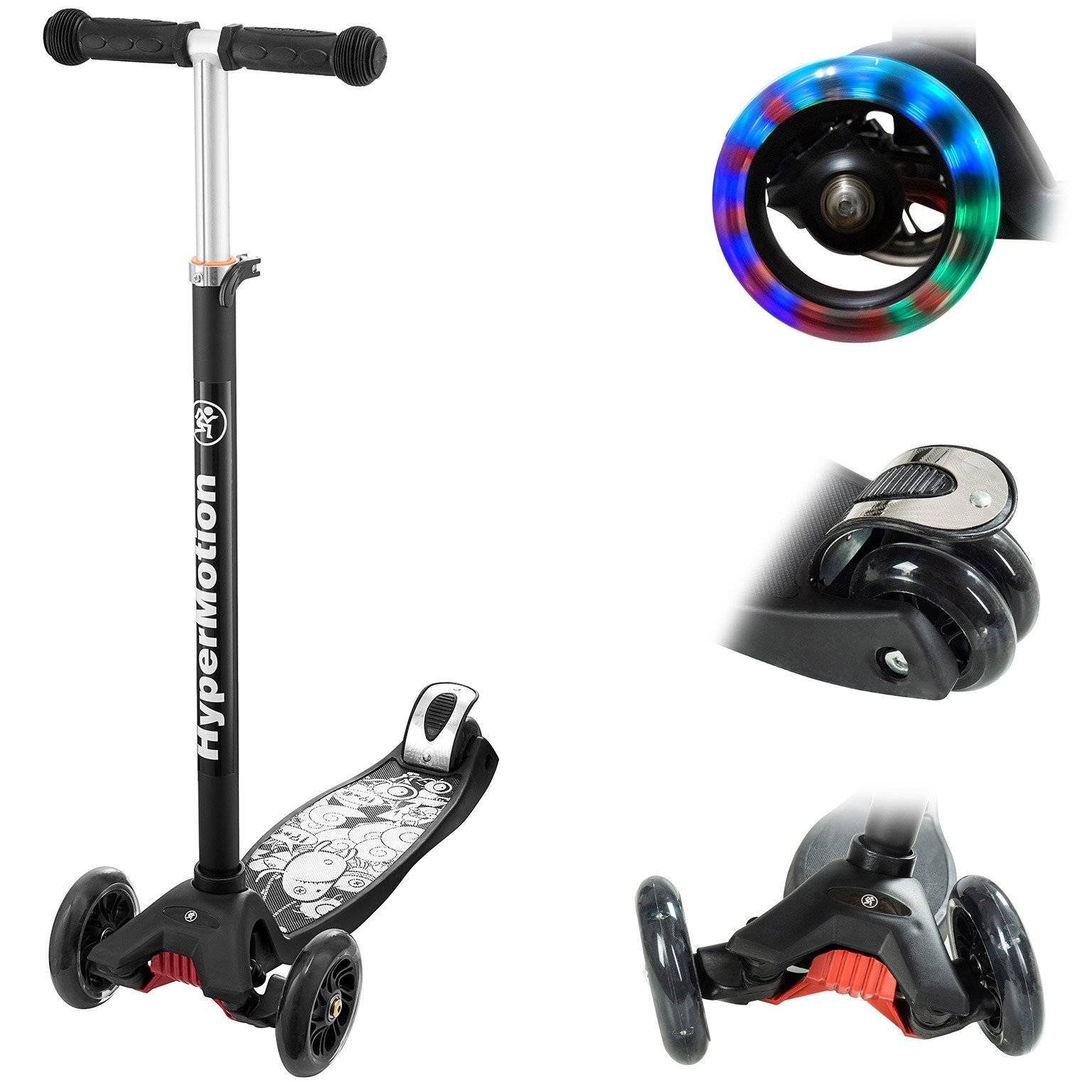 HyperMotion Dreiradscooter Dreirad-Balance-Roller ALAMO – schwarz + LED-Räder