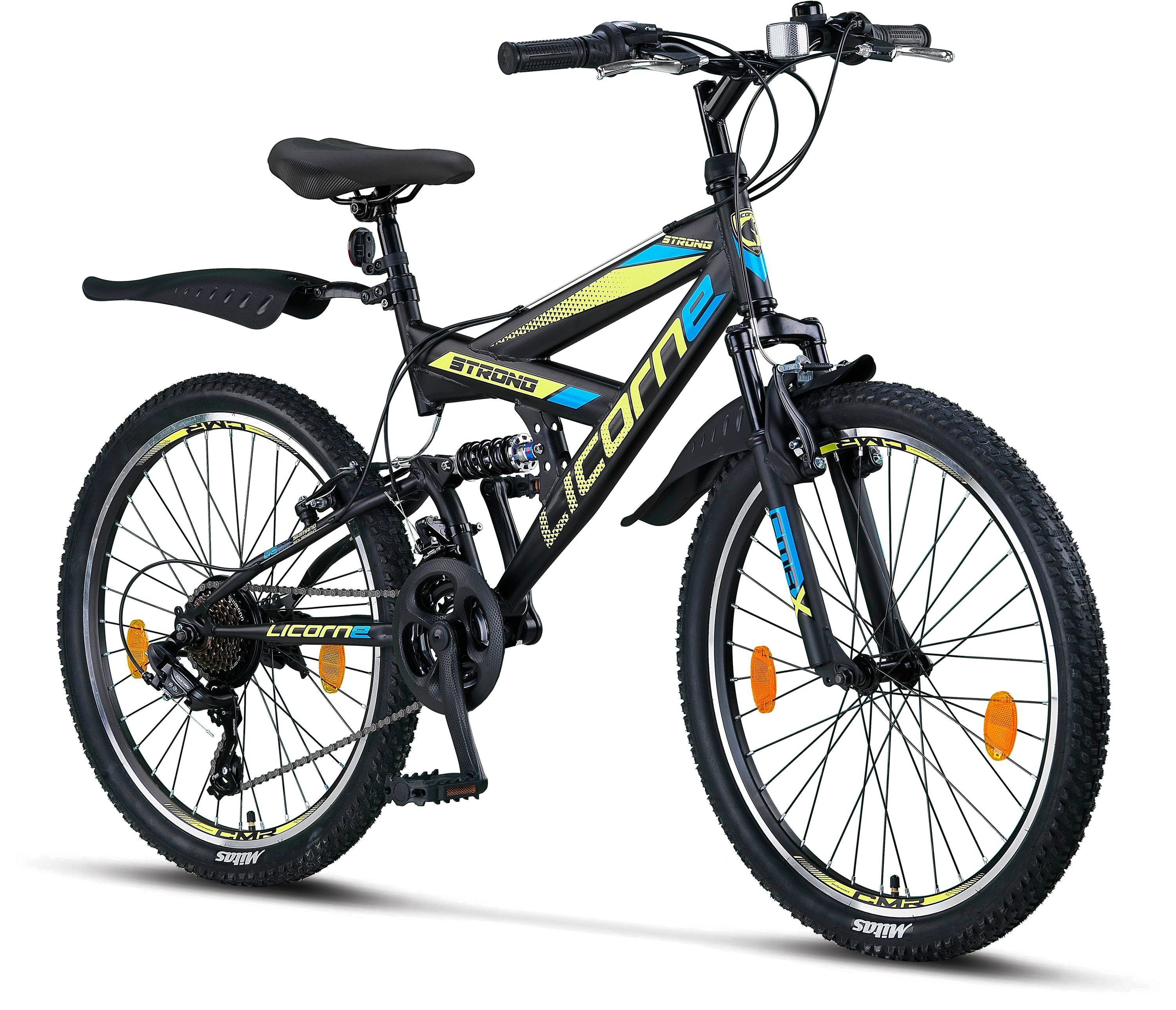 26 Gang Mountainbike Mountainbike V Bike Premium in Strong und Schwarz/Blau/Lime Zoll, Licorne 21 24 Licorne Bike