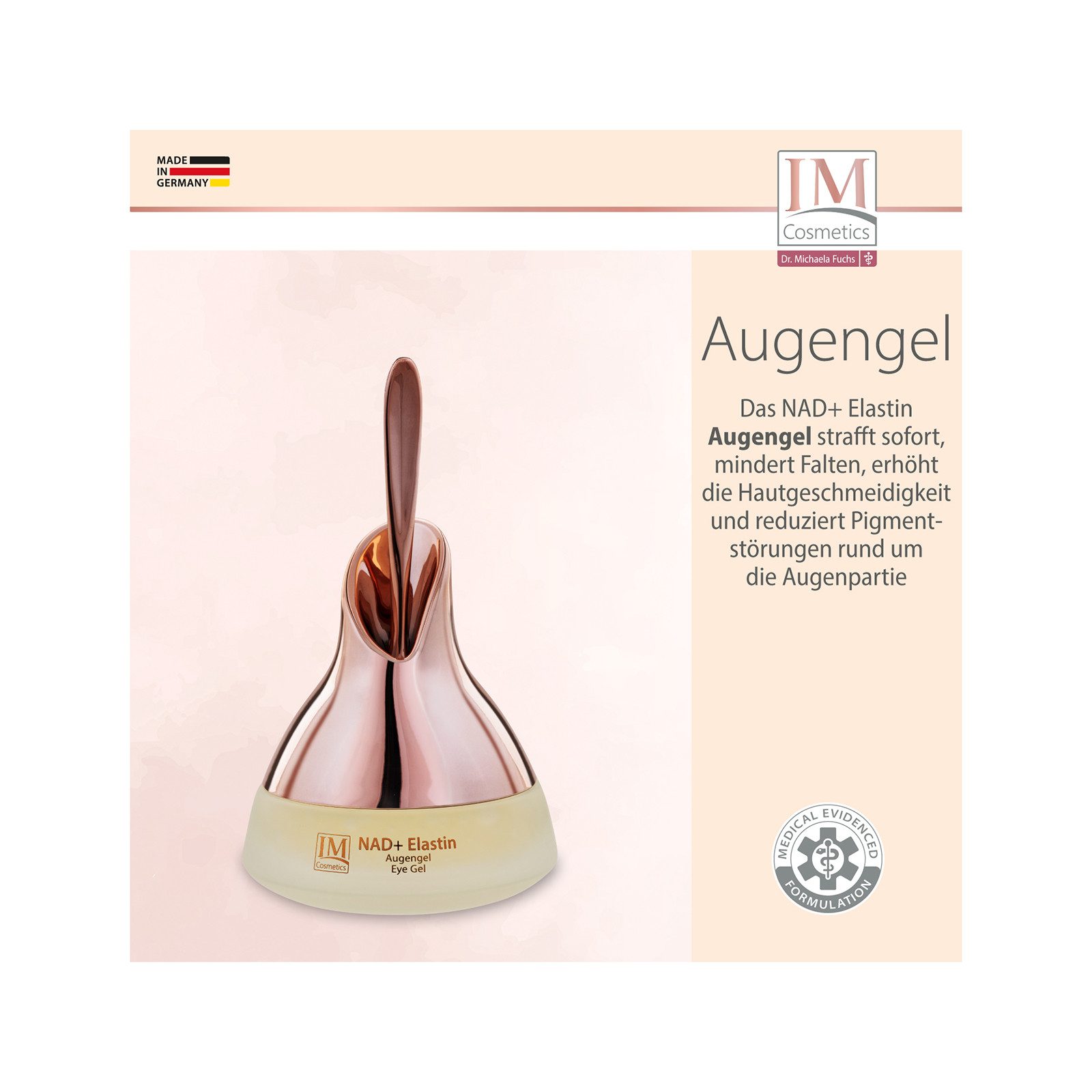 Genius Augengel IM Cosmetics NAD+ Elastin Augengel, hochpräzise, 30 ml, Fördert zelluläre Reparaturmechanismen