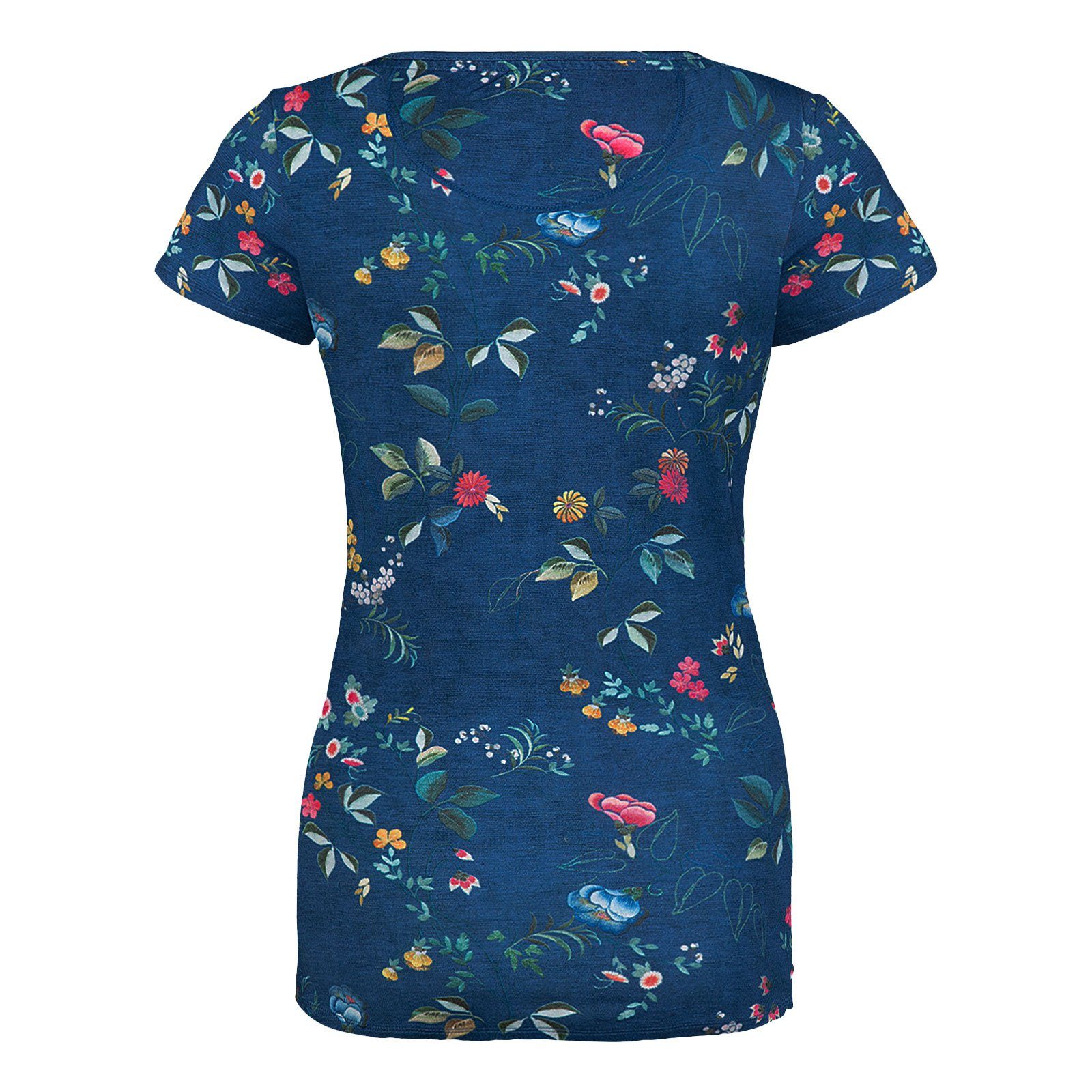 PiP Studio T-Shirt Viskosemischung tokyo aus Tokyo blue Tilly Short Sleeve dark Blossom blossom geschmeidiger