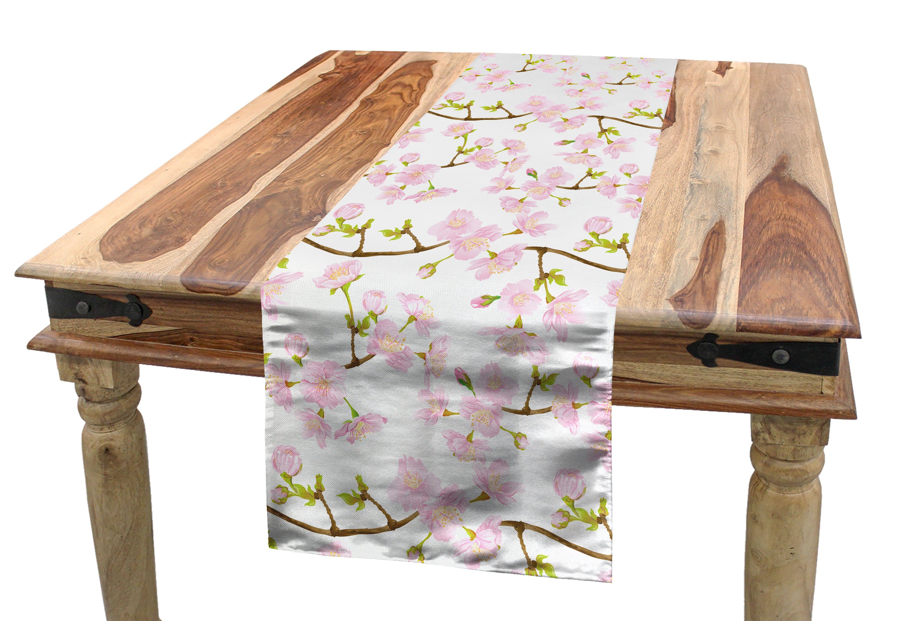 Abakuhaus Tischläufer Esszimmer Küche Rechteckiger Dekorativer Tischläufer, Pflanze Aquarell japanische Blüten