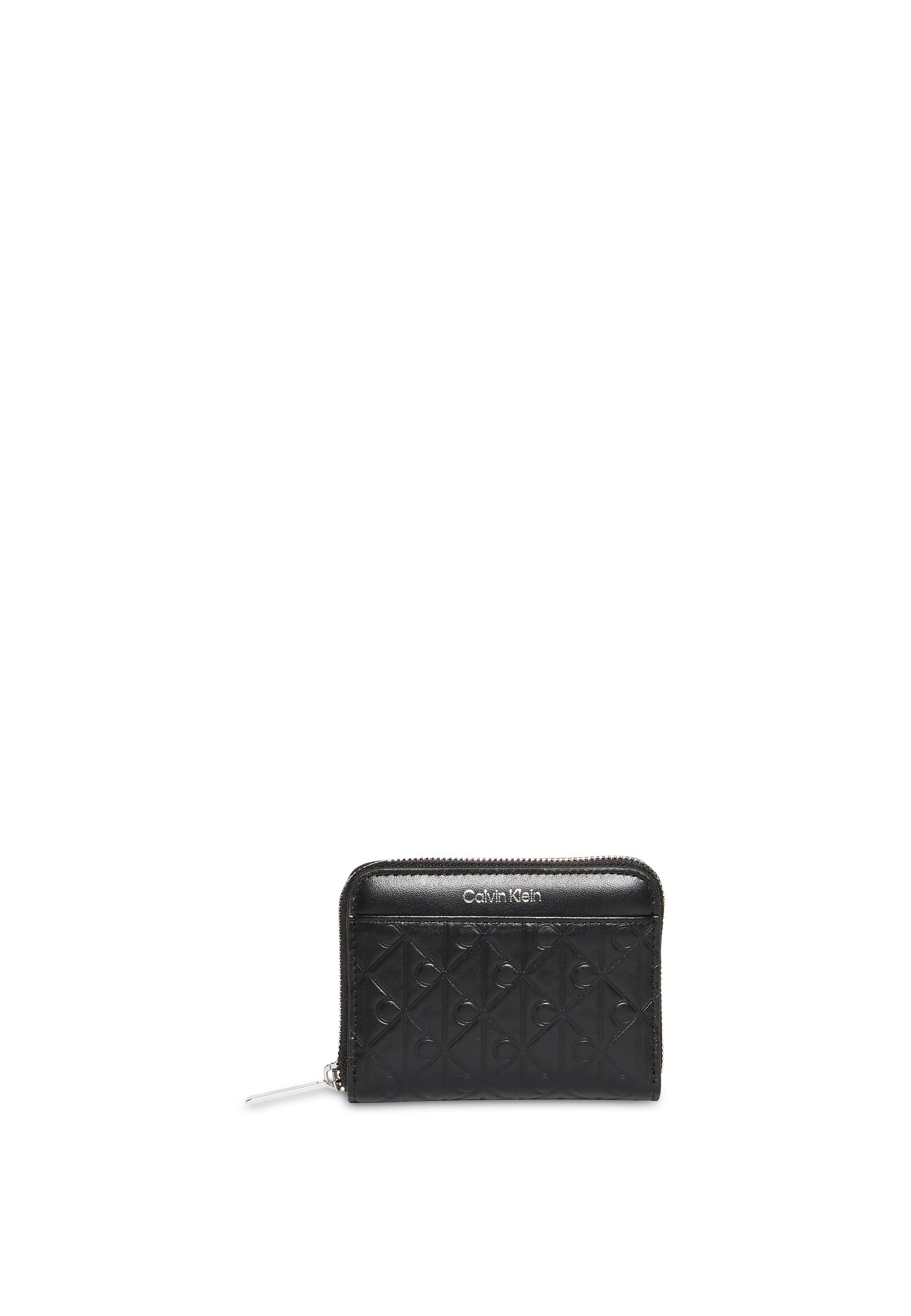 Calvin Klein Geldbörse EMBLEM AOP EMBOSSED ZIP AROUND, Damen Geldbeutel, Portemonnaie mit CK-Schriftzug