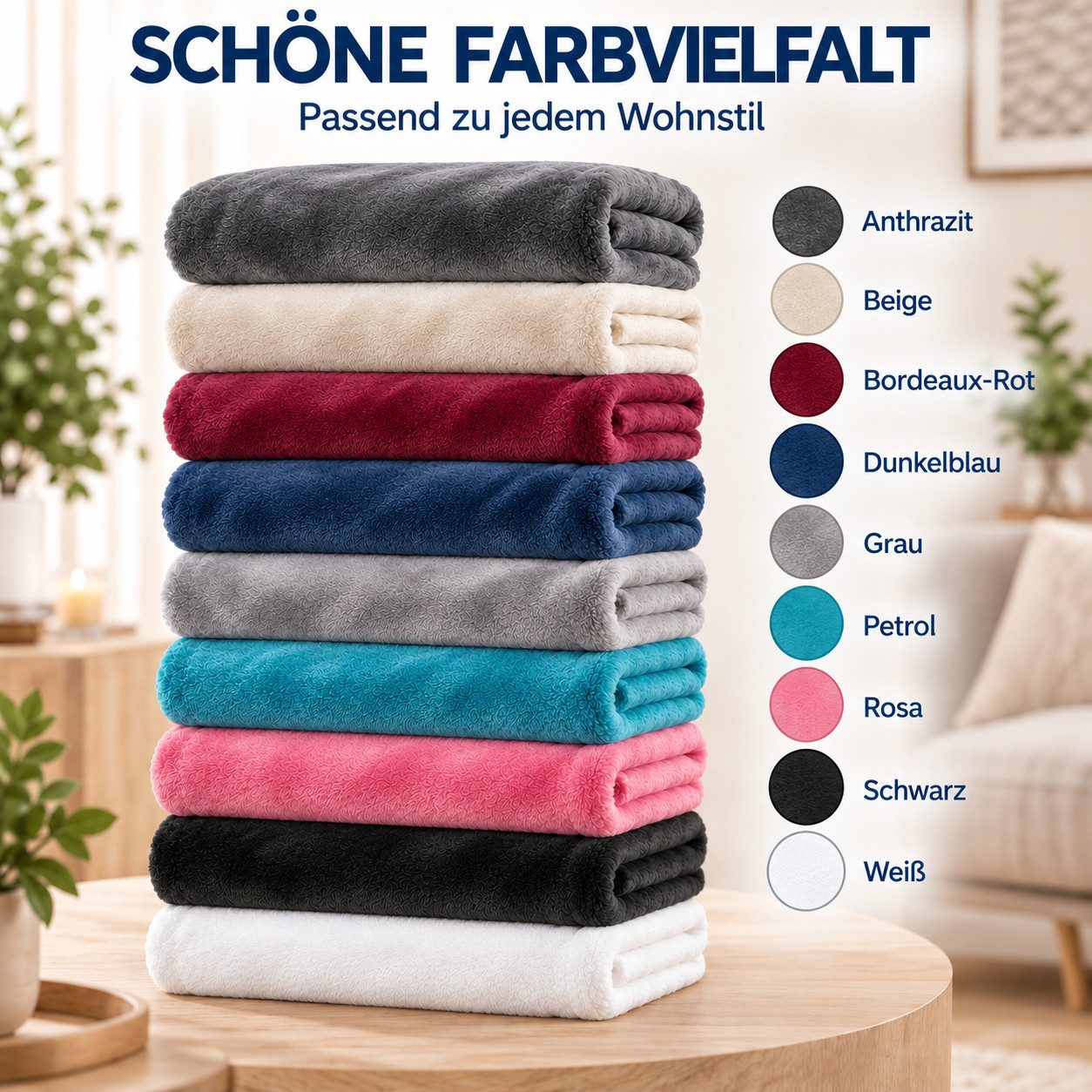 Wohndecke Luxury Kuscheldecke, 150x200 cm, 220x240 cm, 230x270 cm, Buymax, super weiche Fleece-Tagesdecke, Sofadecke – Bild 5 von 5