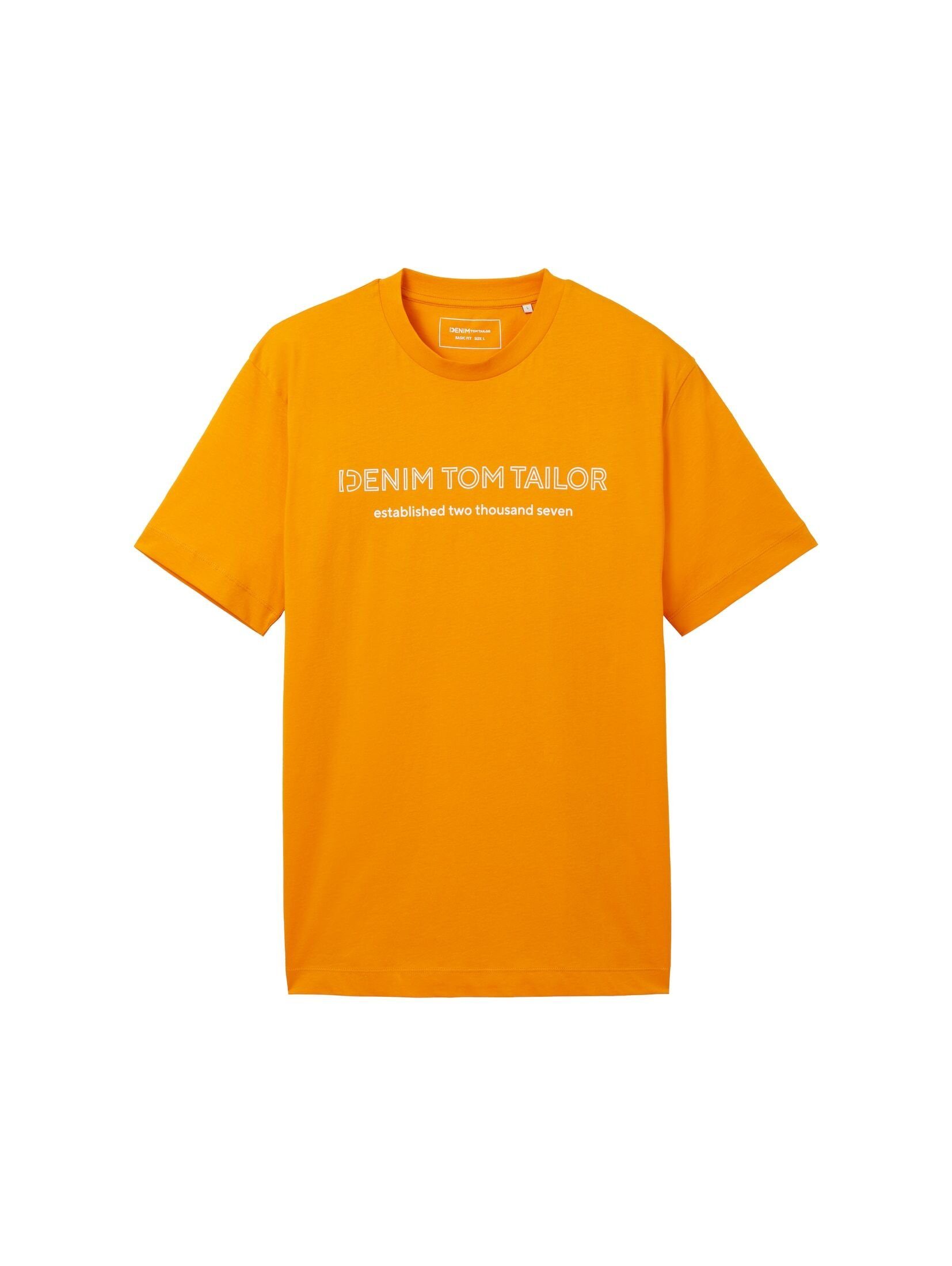 mit TAILOR orange T-Shirt fresh T-Shirt pepper TOM Denim Logoprint