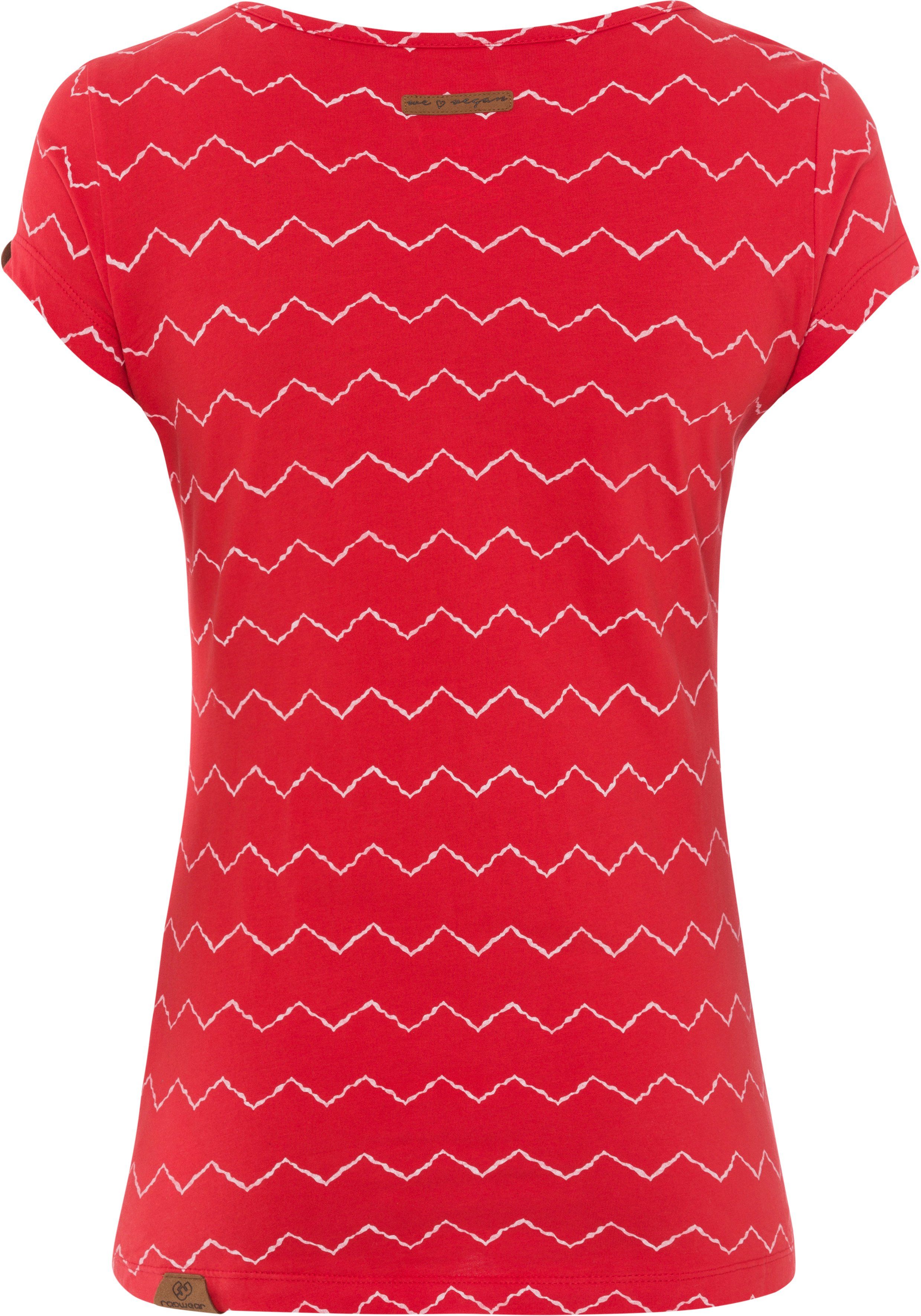 4000 T-Shirt red Allover-Print-Design Ragwear ZIG Zig im MINT ZAG Zag