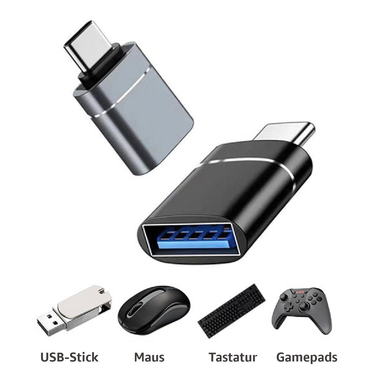 neue dawn 3 Stück USB A auf USB C OTG Adapter für iPhone Samsung iPad Android USB-Adapter Lightning, USB-C, USB Typ A zu USB-C, USB Typ A, für iPhone 17/17 pro/17 Pro max/Air/16e/16 15/16 15 Plus/15 16 pro max