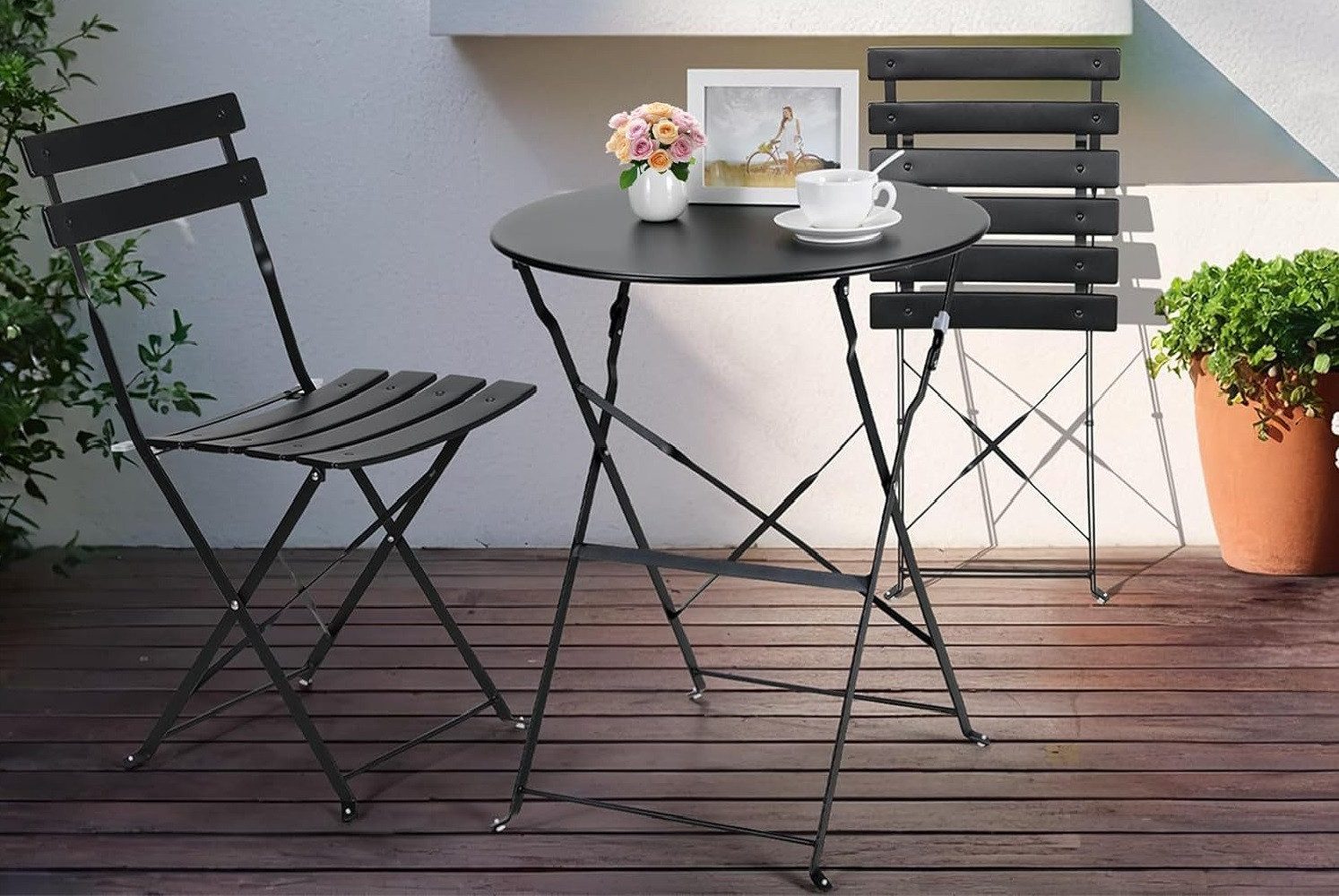 TLGREEN Balkonset, BistroSet 3 teilig,Balkonmöbel Klappbar für