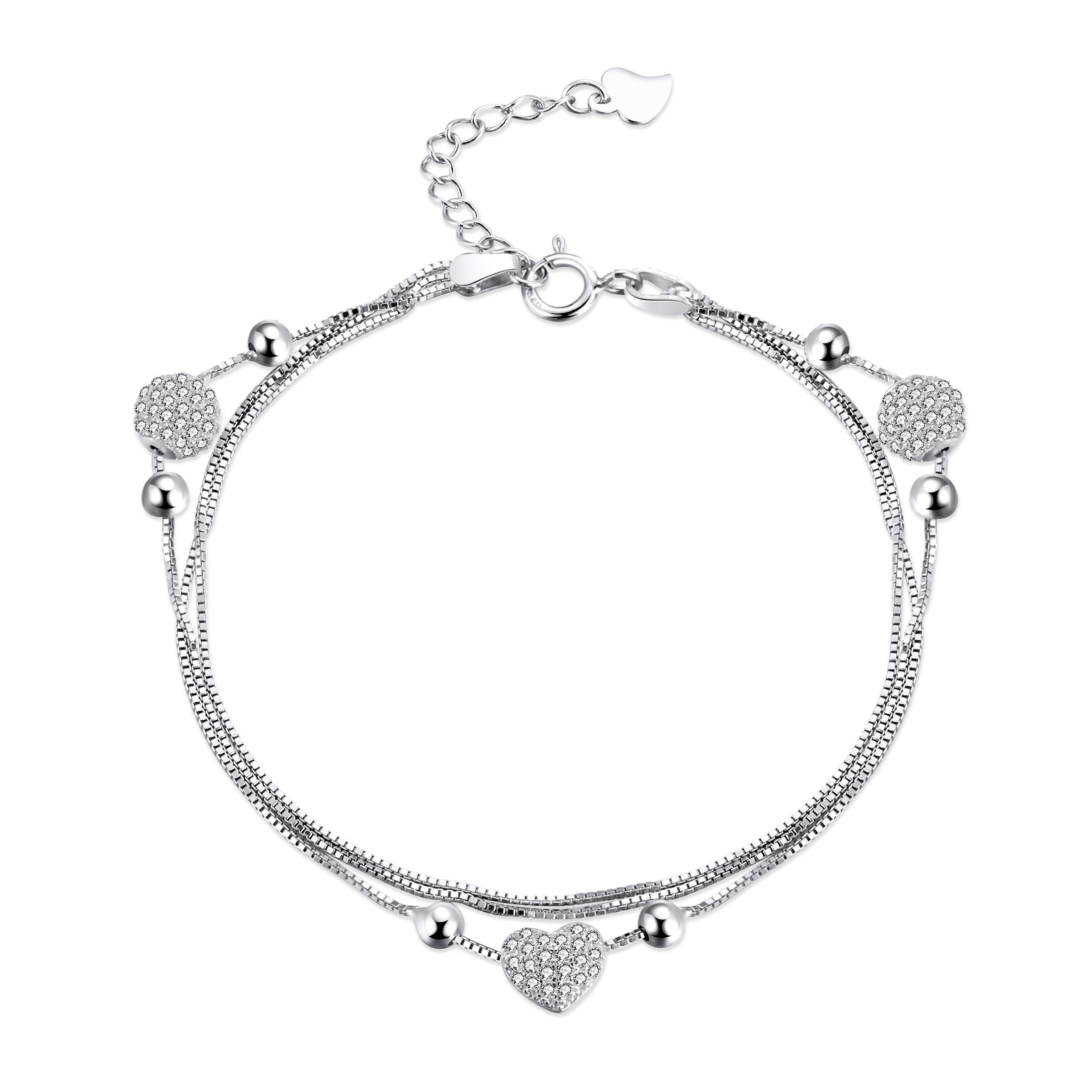 Lisandra Scott Silberarmband »925 Sterling Silber Damenarmband Herz-Perlen  Mehrreihig Damen Armband« online kaufen | OTTO
