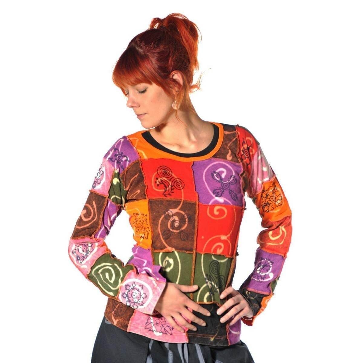 SIMANDRA Rundhalspullover Asha Sweatshirt (1-tlg) Patchwork Bunt