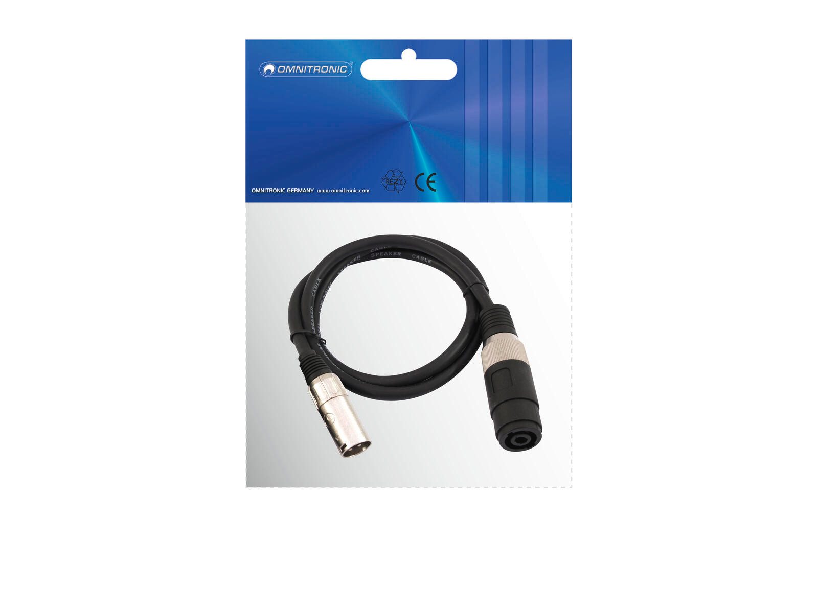 Omnitronic OMNITRONIC Lautsprecher-Adapterkabel XLR - Schwarz, 1m Audio-Adapter, 100 cm