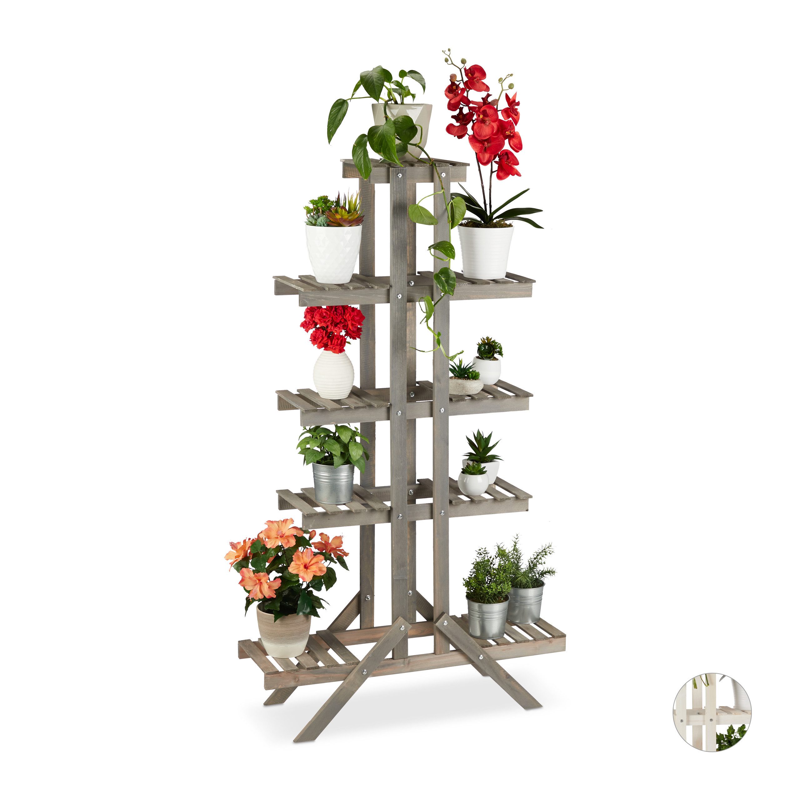relaxdays Blumenständer Blumentreppe Holz mit 5 günstig online kaufen