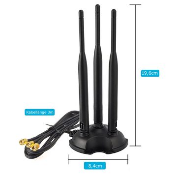Bolwins L13D 3m 2.4G 5.8G WiFi Antenne 3x 6dBi RP-SMA Adapter Kabel Standfuss WLAN-Antenne