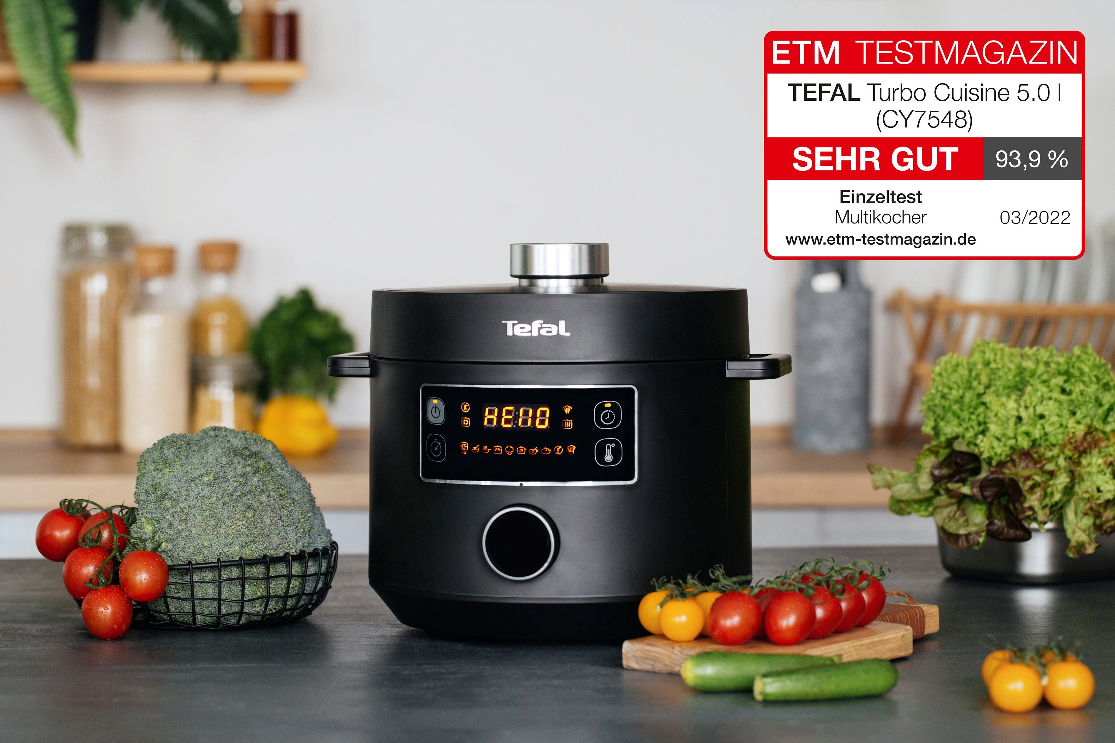 Tefal Multikocher CY7548 Turbo Cuisine, 1090 W, 5 l Schüssel, elektrischer  Schnellkochtopf, 10 automatische Programme, vielseitig