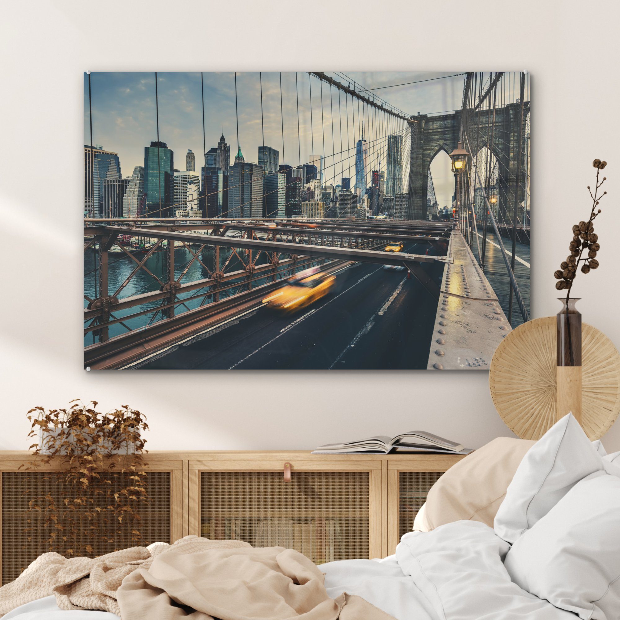 MuchoWow Acrylglasbild New York - Brooklyn Acrylglasbilder St), (1 Bridge, Wohnzimmer Auto & Schlafzimmer 