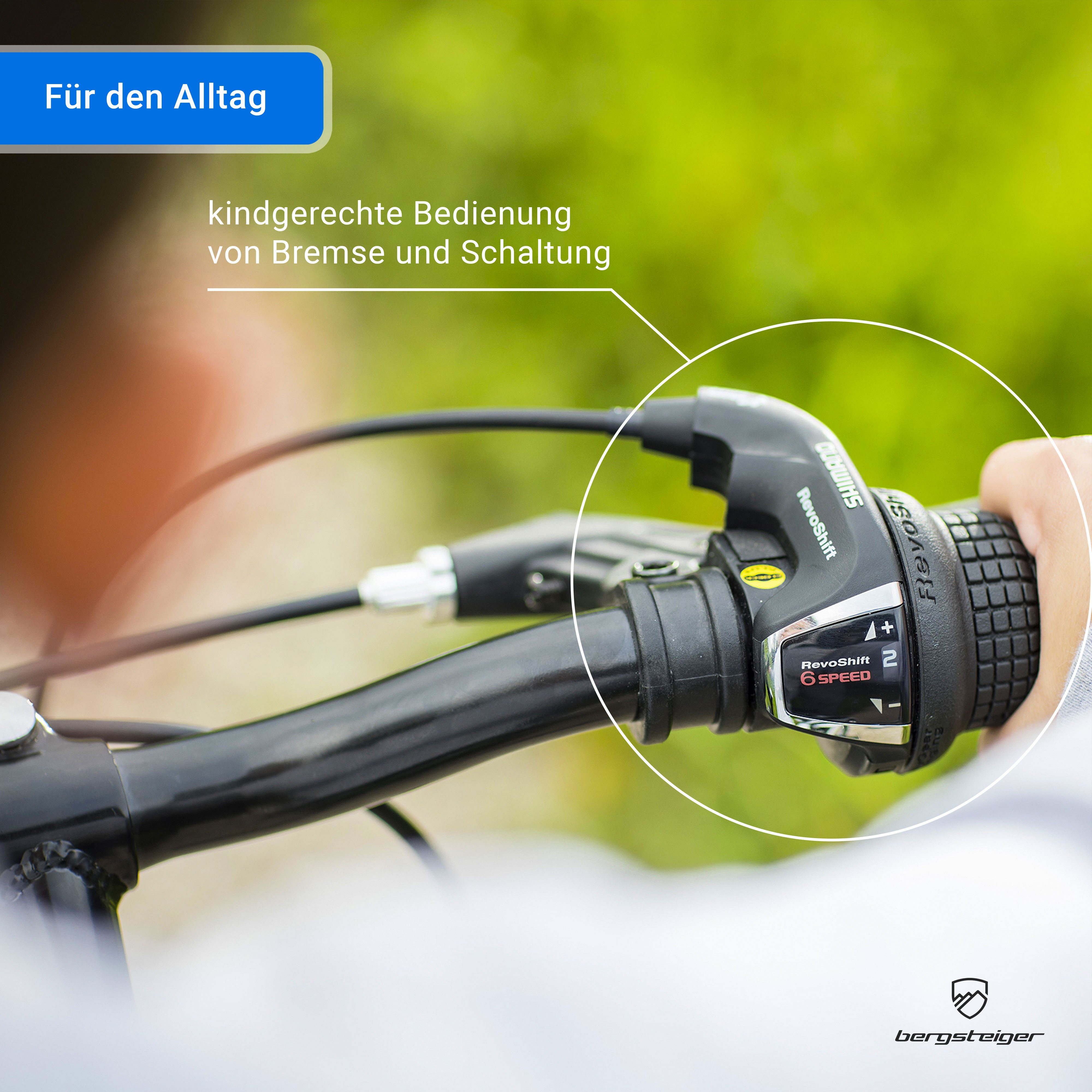 bergsteiger Kinderfahrrad Kansas 20, 24 Zoll, 6, 7, 8, 9, 10, 11 Jahre, Mädchen, Jungen, 6 Gang Shimano Tourney RD-TY300 Schaltwerk, Kettenschaltung, V-Brakes