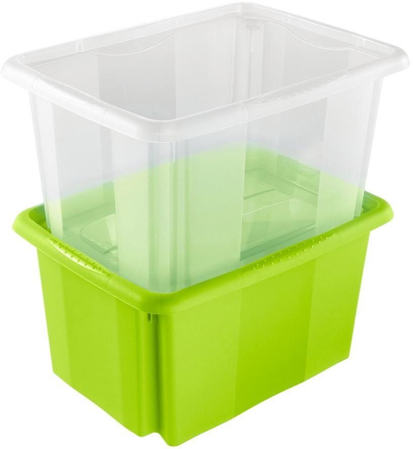 keeeper Organizer emil hochwertiger (Set, 3 St), Deckel, 15 L, Kunststoff Aufbewahrungsbox, mit grün