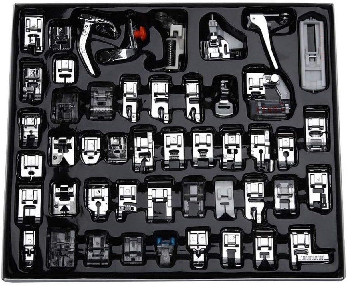 MOPUEA Overlock-Nähmaschine Nähfuß Set 48 teilig Multifunktionales Nähmaschinen Zubehör kompatibel, 48 teilig vielseitig kompatibel für Nähmaschinen Zubehör