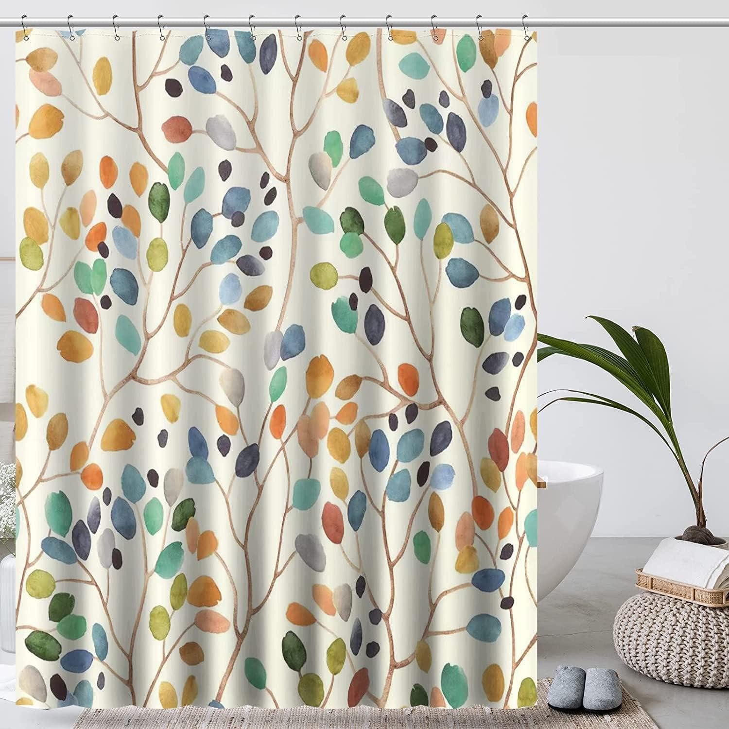 IGINOA Duschvorhang Duschvorhang 180x200 Beige Antischimmel Vintage Boho-Muster