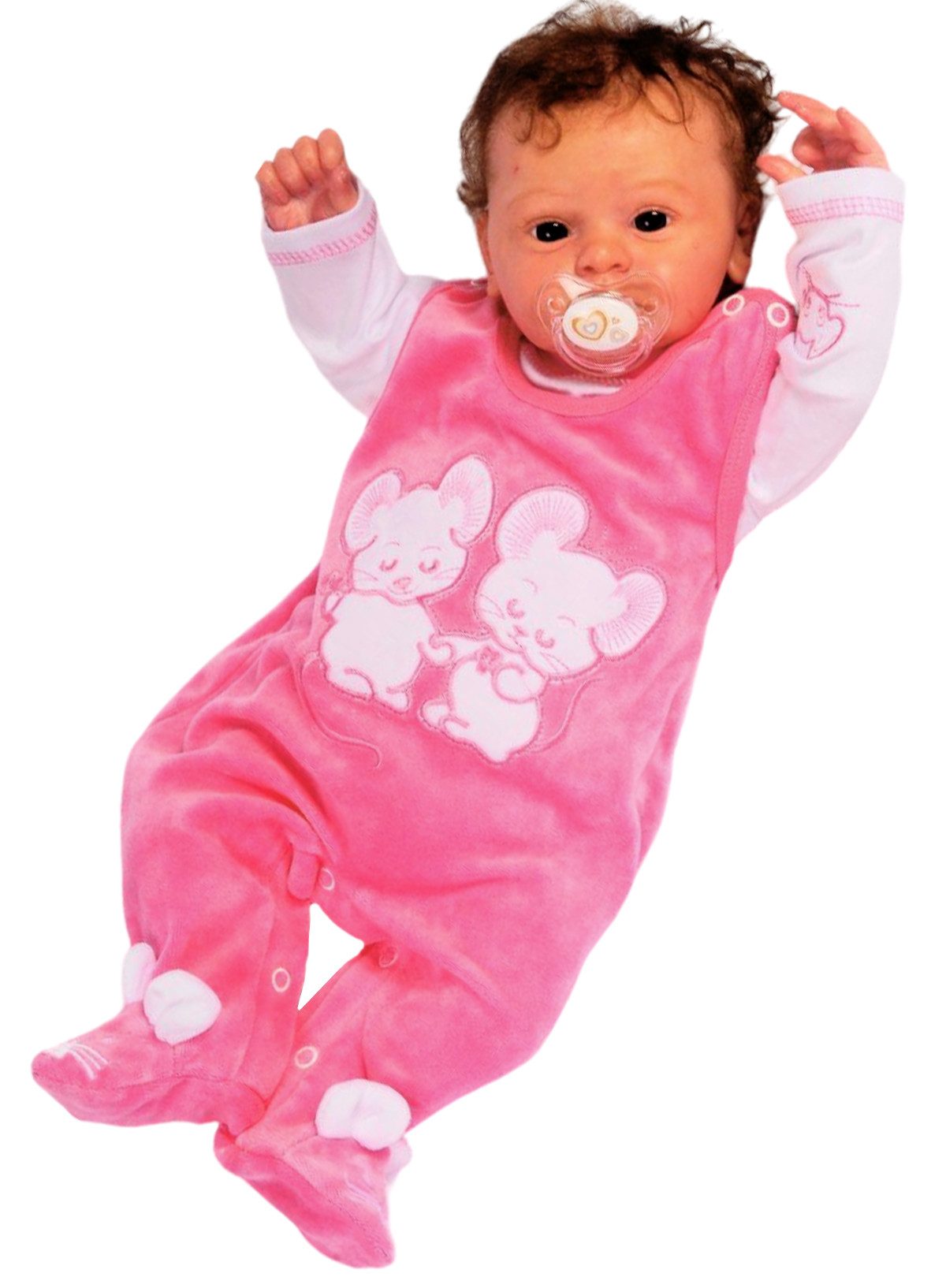 Strampler Strampler und Shirt 2tlg. Set Baby Anzug in Rosa mit Maus