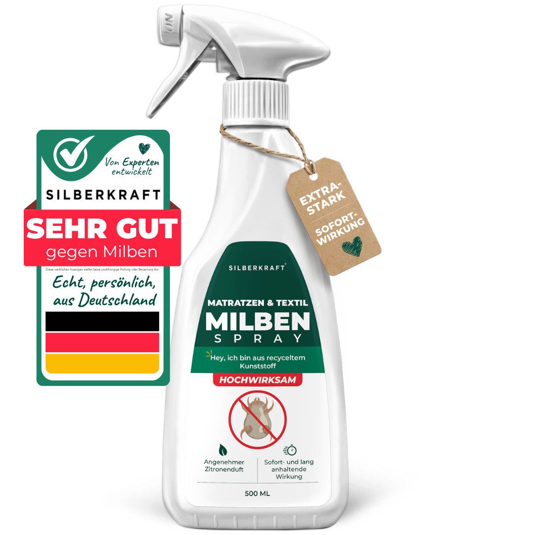 Silberkraft Insektenspray Silberkraft Milbenspray für Matratzen & Textilien, 500 ml, 2-St., Milbenbekämpfung, für Bettwäsche, Matratzen, …