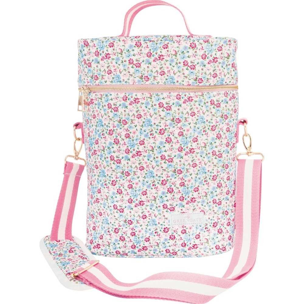 Greengate Henkeltasche Greengate Weinkühler Kühltasche LOUISA Weiß mit Blumen Muster 34x13 cm