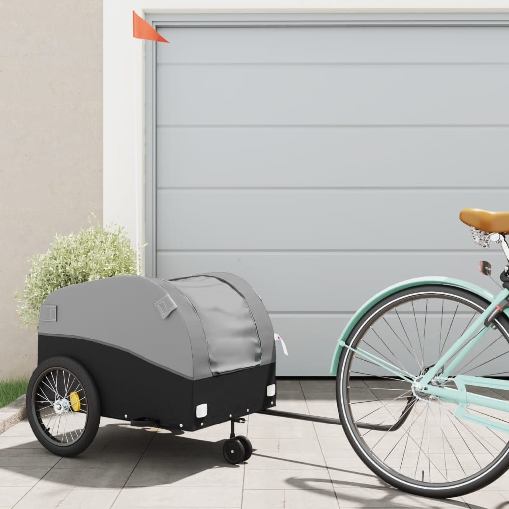 vidaXL Fahrradlastenanhänger Fahrradanhänger Schwarz und Grau 45 kg Eisen