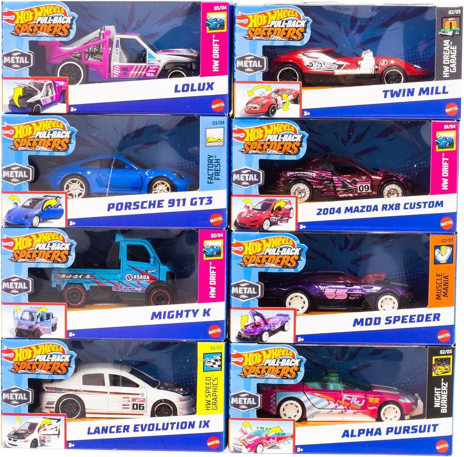 Hot Wheels Spielzeug-Auto Hot Wheels Pull-Back Speeders Spielzeugauto 1:43 Auto HPR70