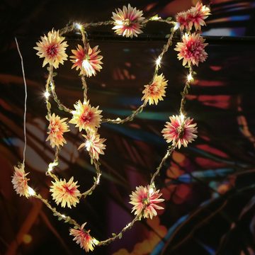 MARELIDA LED-Lichterkette Dahlien Blüten Blumengirlande Blumenlichter Timer L: 2,9m creme, 30-flammig