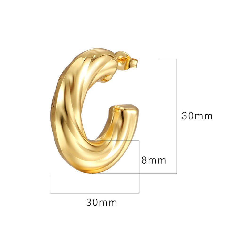 GLAMO Paar Ohrhänger Gold plattiert,C-Hoops Ohrringe Frauen,18K Silber für Hoop Gold Ohrringe