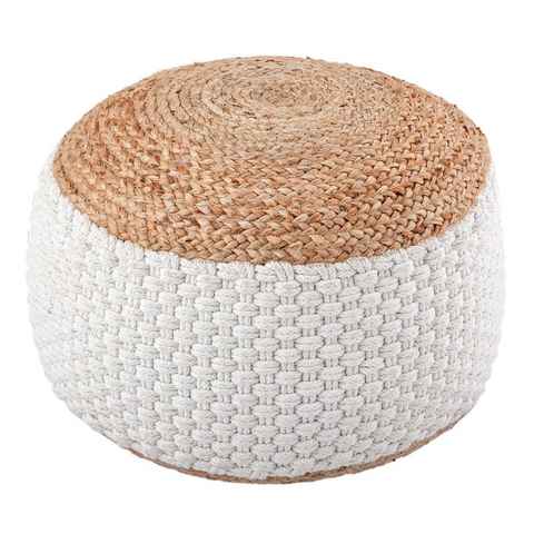 Casamia Pouf Sitzpouf Jute Sitzhocker rund 50x50 cm Deko Hocker Jute natur Sitzpouf