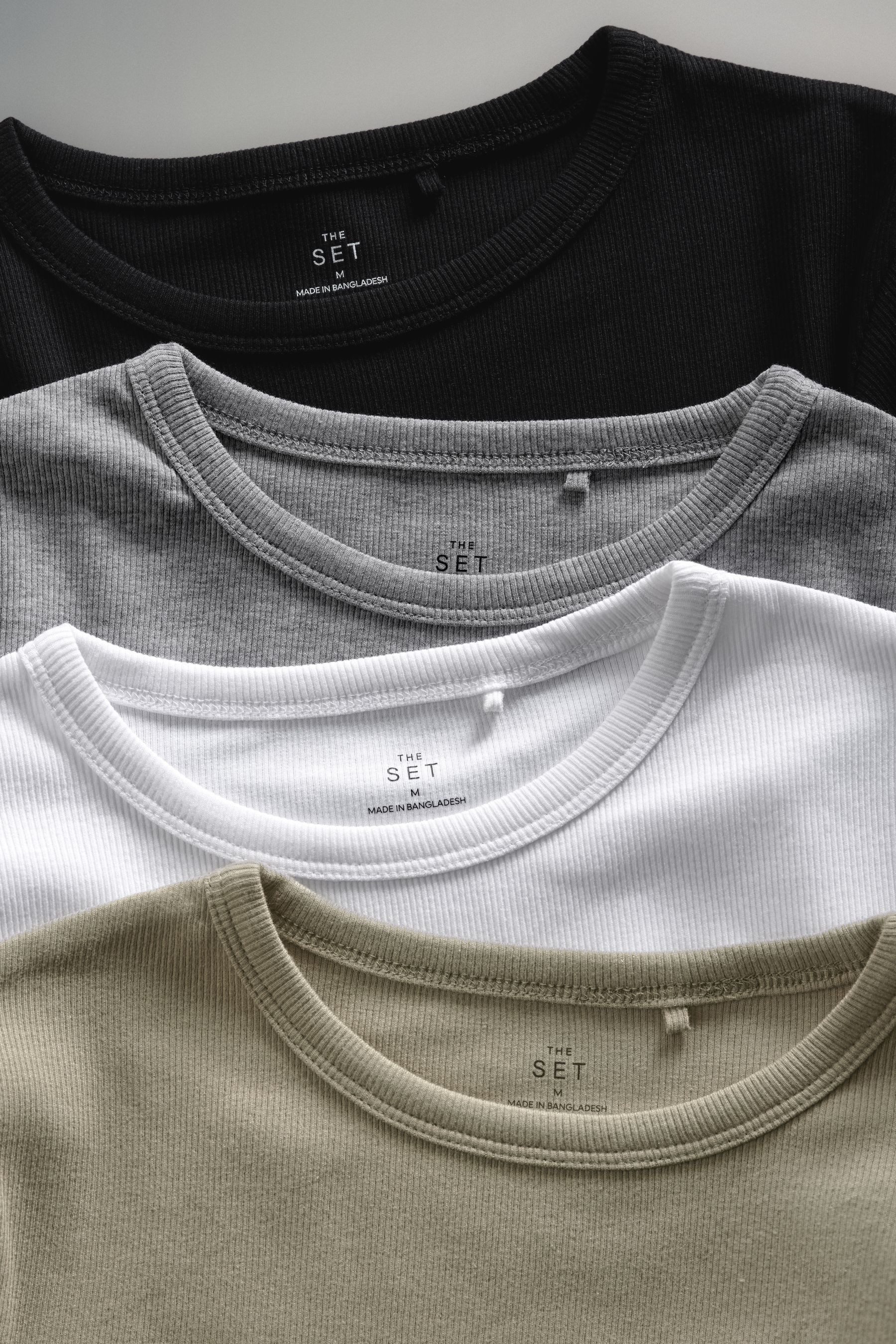 The Set T-Shirt 4er-Pack The Set Gerippte, enge Cropped-T-Shirts (4-tlg) günstig online kaufen